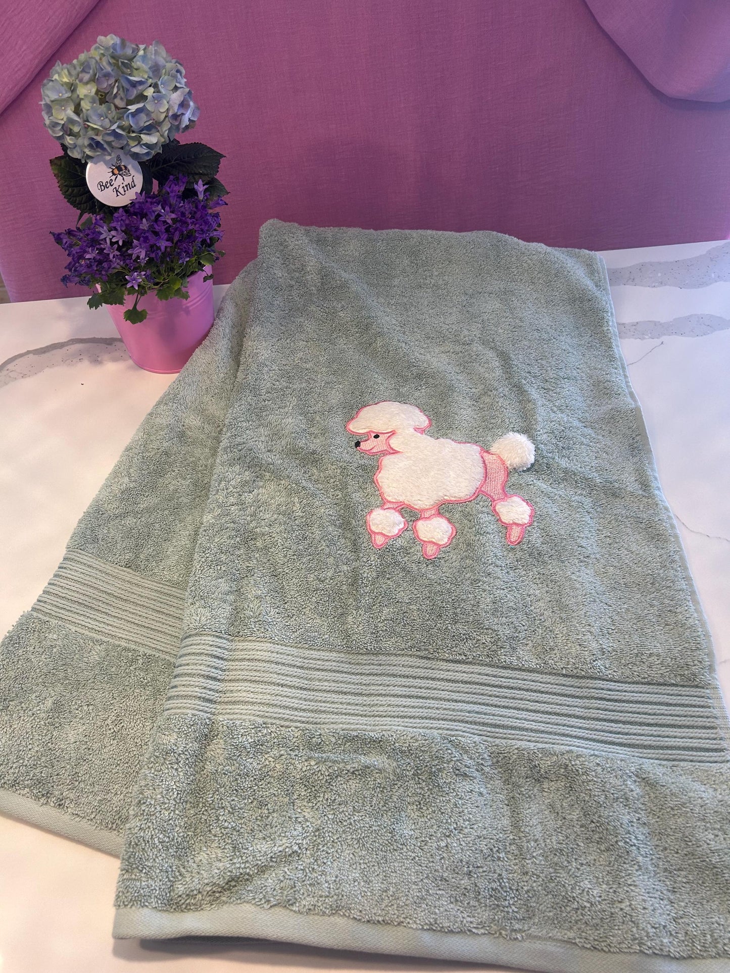 Poodle Baby Bath Towel: Soft Cotton, Quick Dry, Teal (30x56 in)