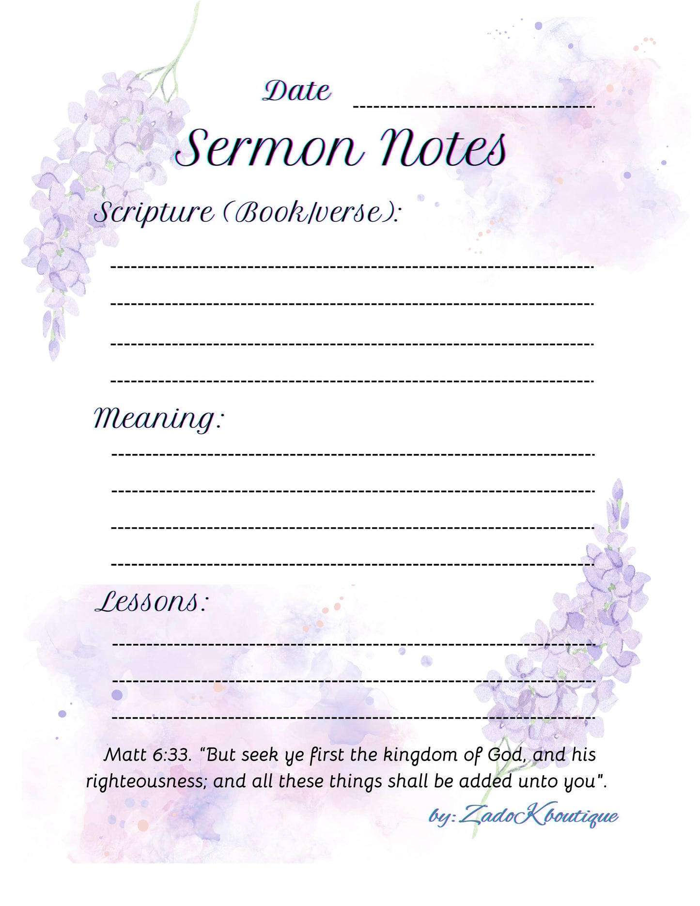Floral Prayer Journal: Gratitude & Bible Study Notes (Digital Download)