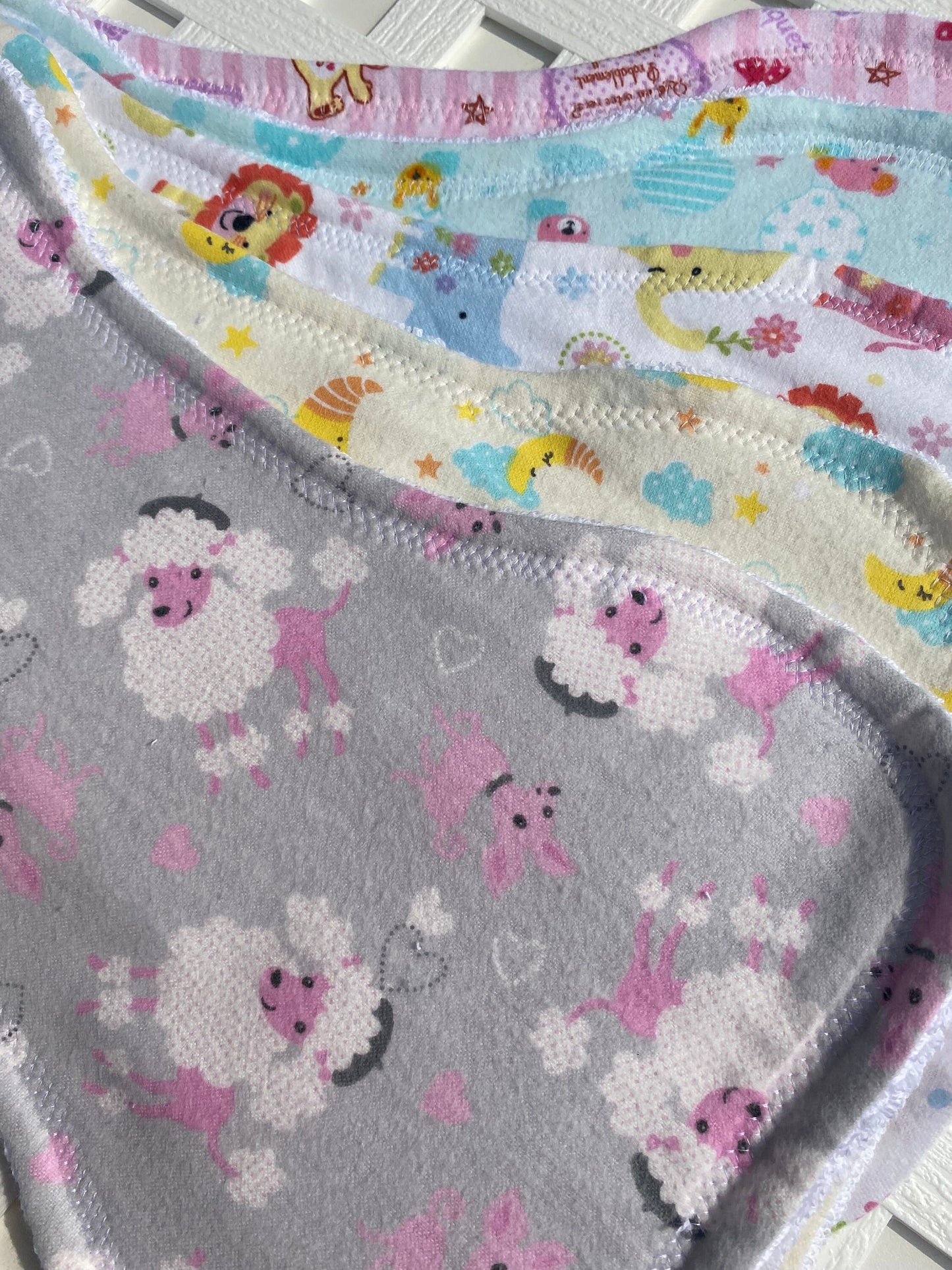 Contoured Baby Burp Cloths: Soft Cotton Flannel, Absorbent Terry Towel