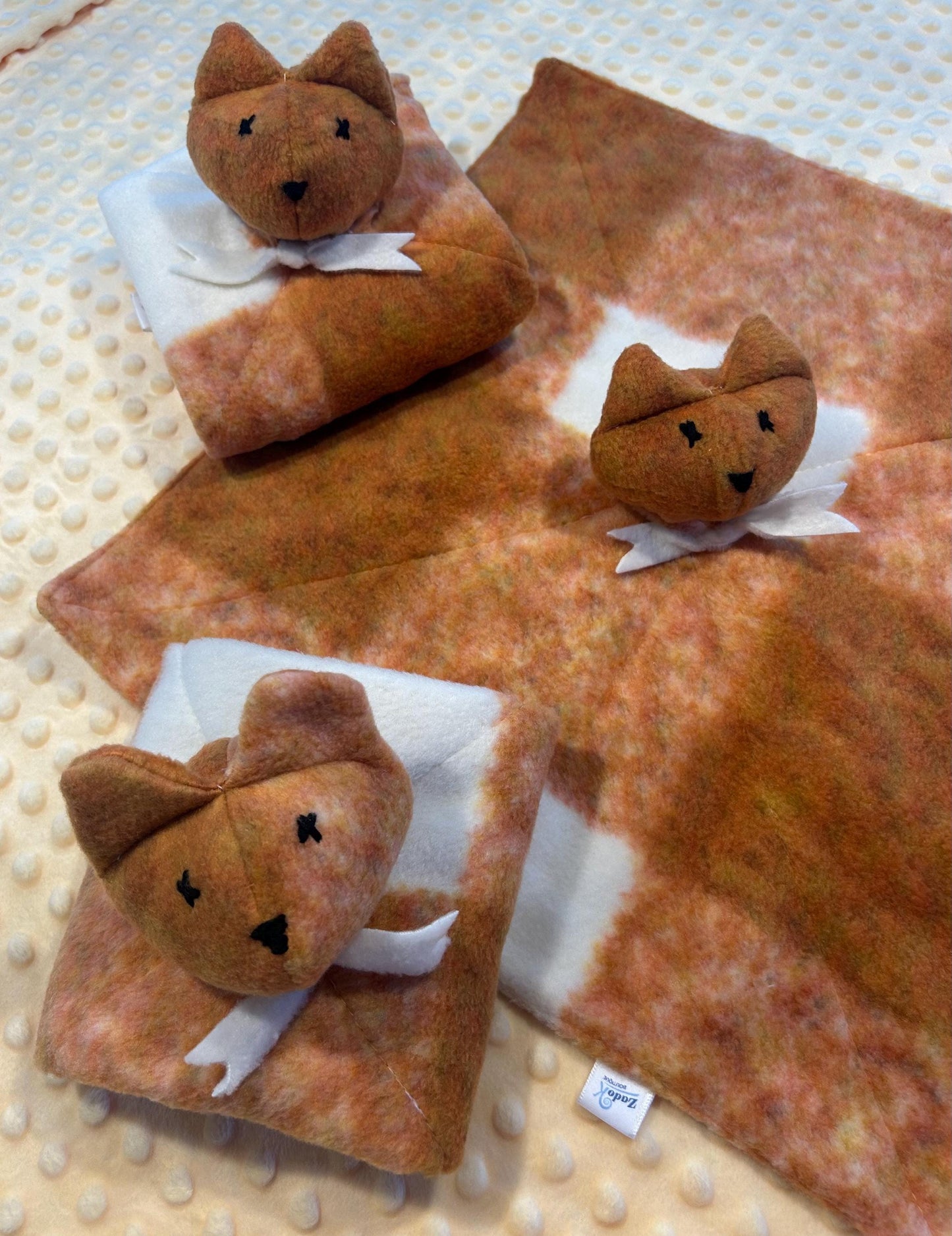 Foxy Lovey Blanket: Soft Plush Baby Comforter - Handmade in Canada