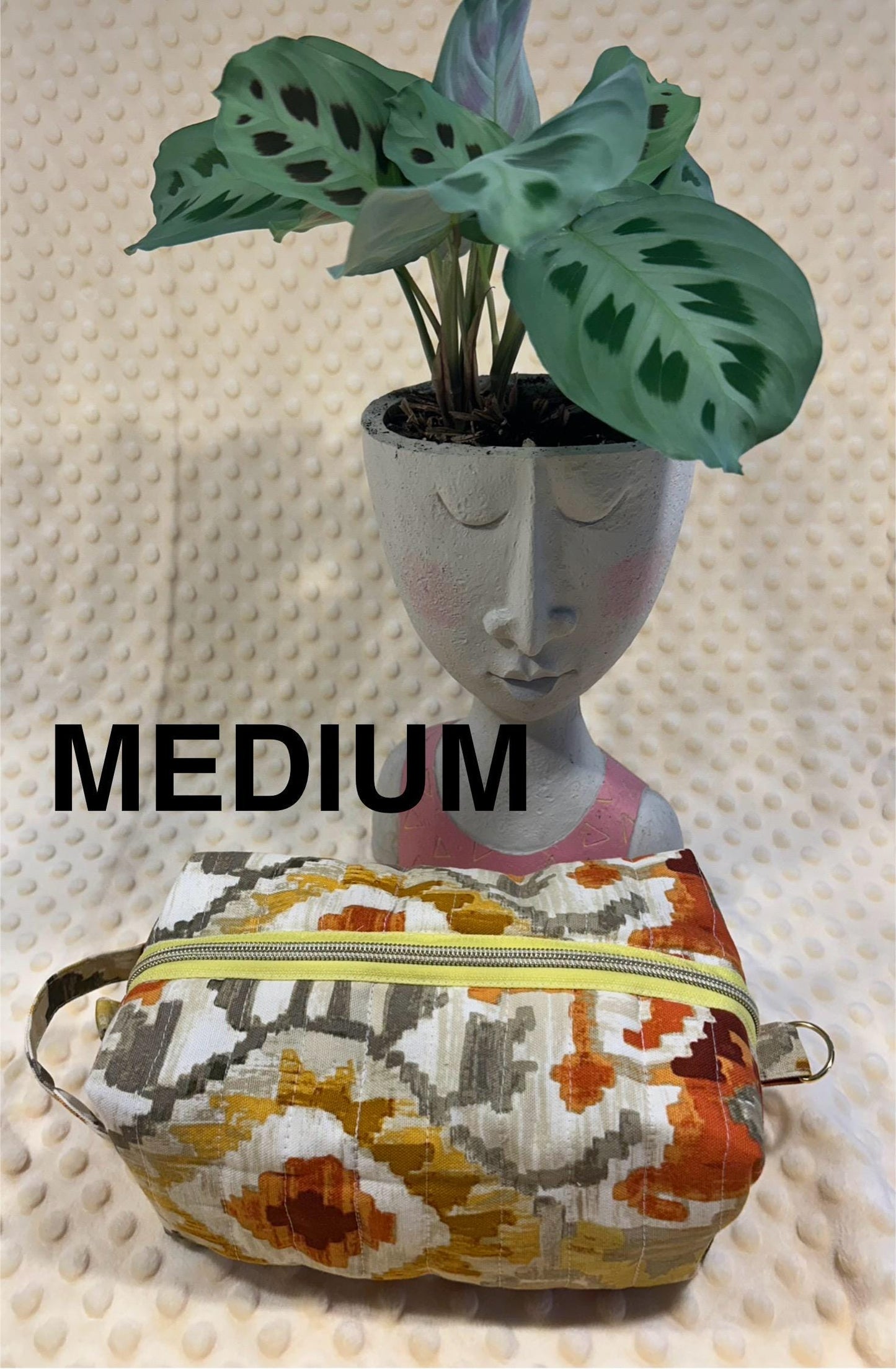 Quilted Boxy Makeup Bags: Autumn Geometric Fabric, Set of 3 or Individual