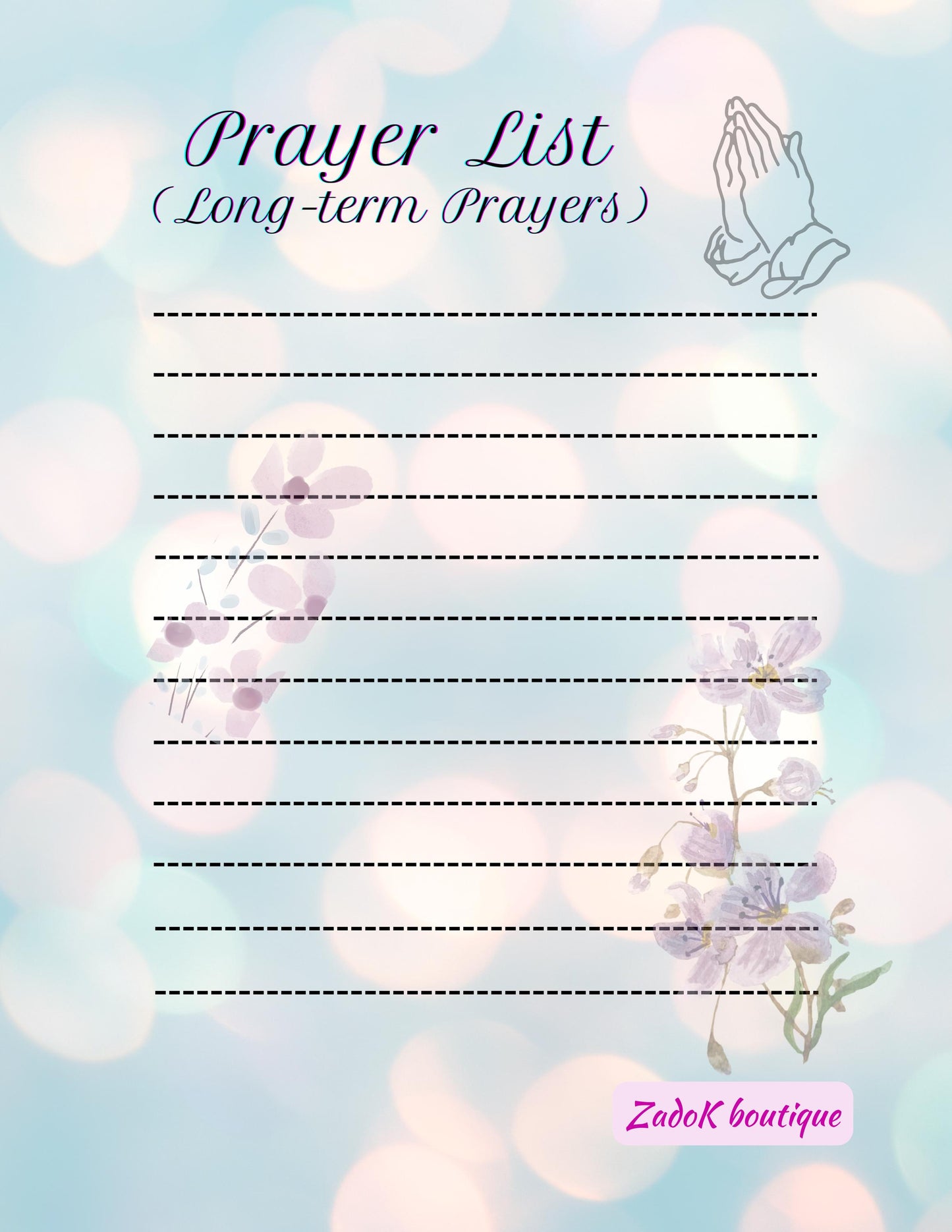 Praying Hands Prayer Journal: Gratitude, Reflections (Digital Download)