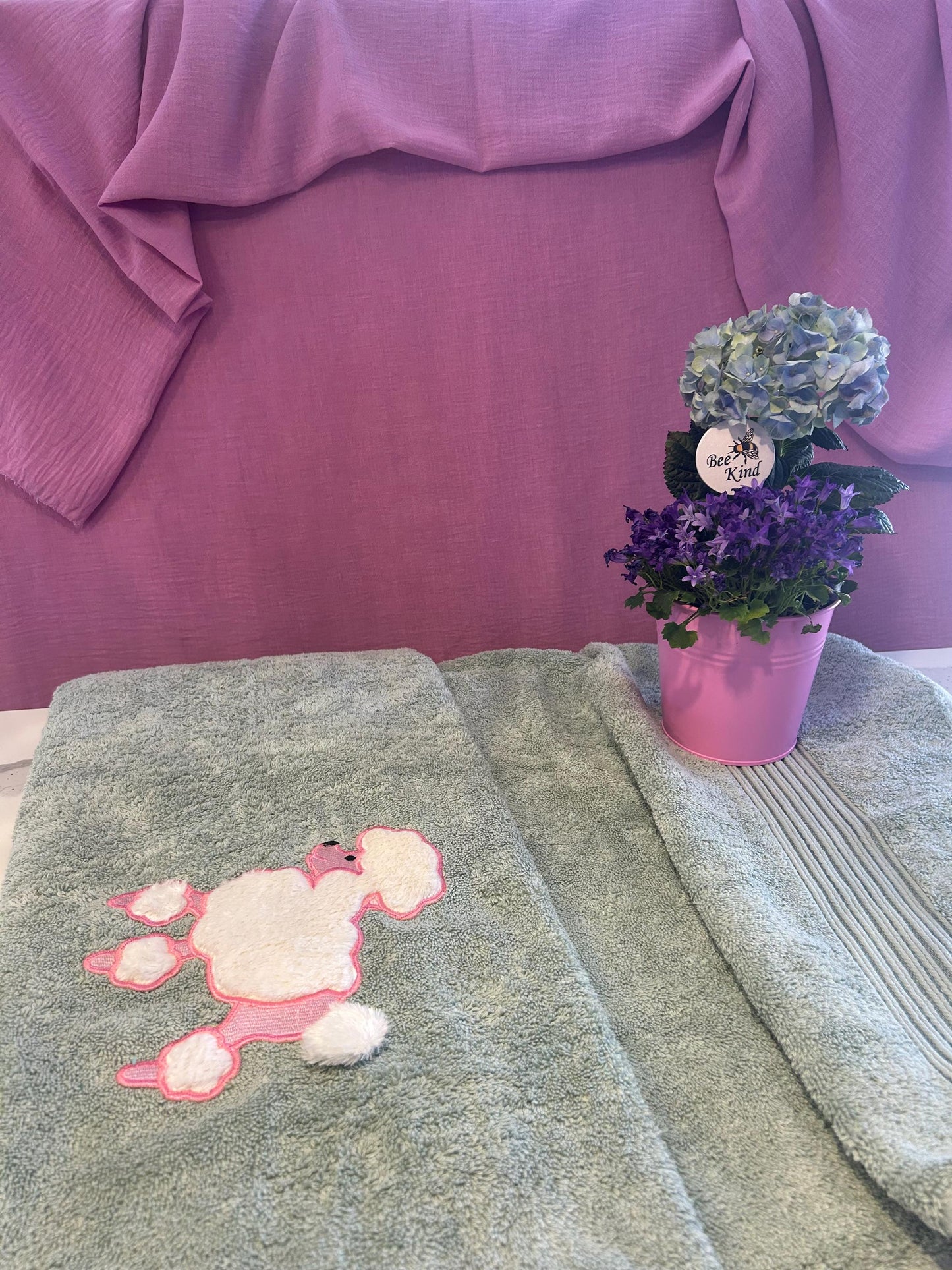 Poodle Baby Bath Towel: Soft Cotton, Quick Dry, Teal (30x56 in)