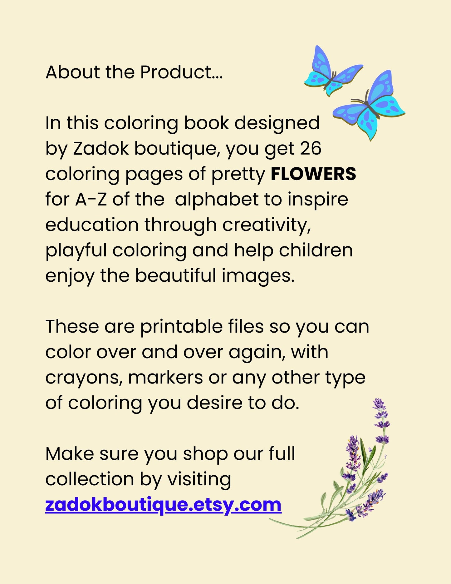 Flower Alphabet Coloring Pages A-Z: Homeschool Printable (PDF)