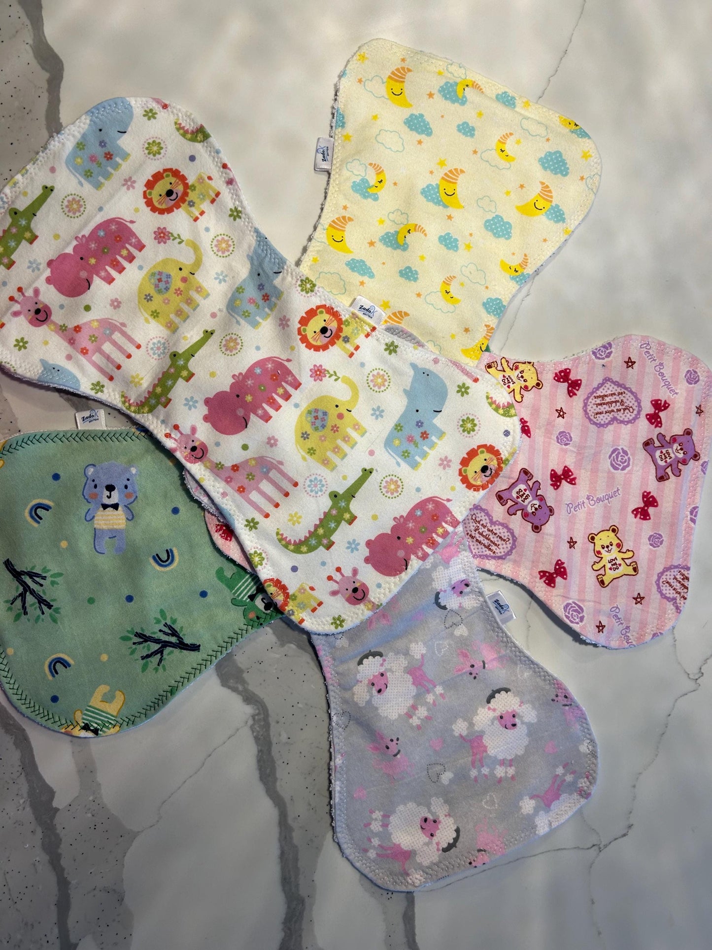 Contoured Baby Burp Cloths: Soft Cotton Flannel, Absorbent Terry Towel