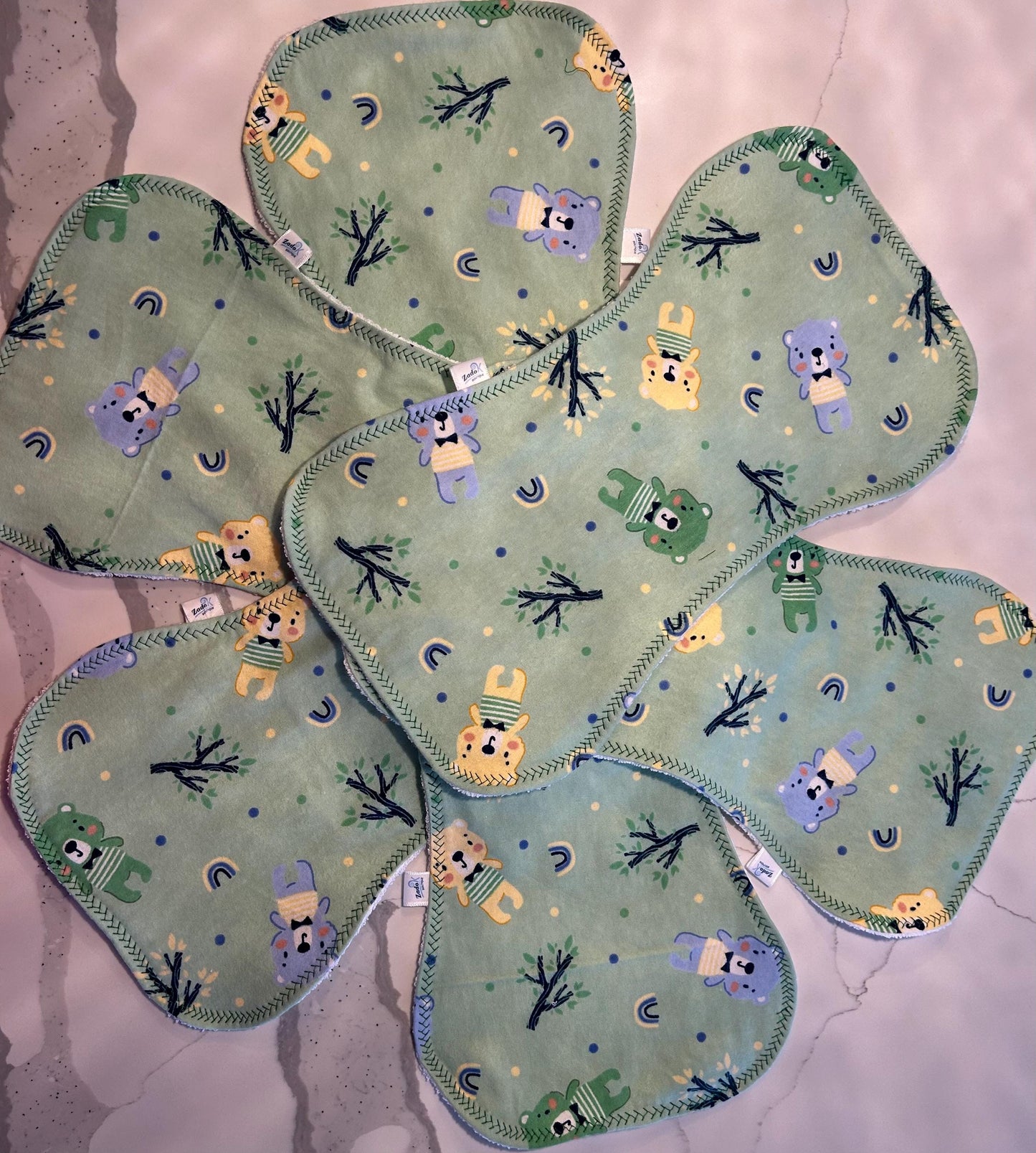 Contoured Baby Burp Cloths: Soft Cotton Flannel, Absorbent Terry Towel