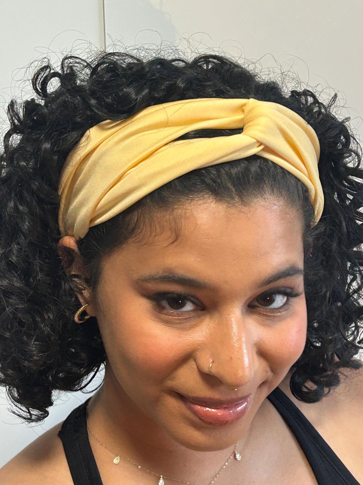 Lemon Yellow Turban Headband: Knotted Wide Headband, Active Wear