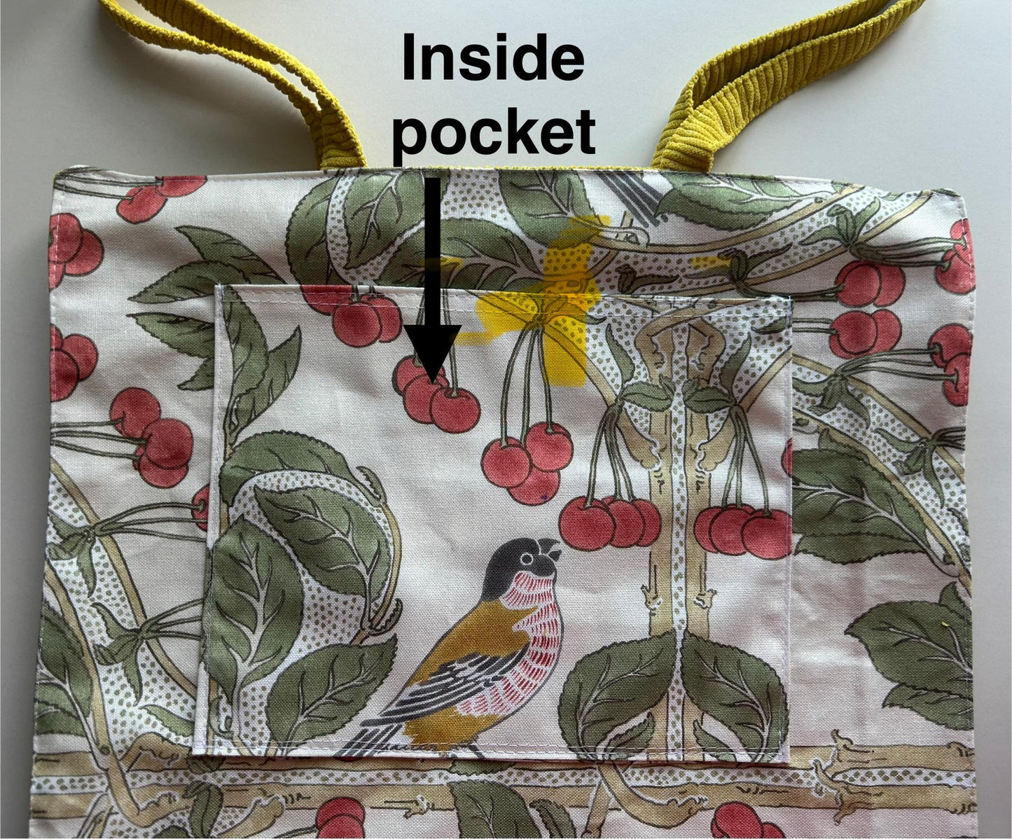 Corduroy Tote Bag: Medium Everyday Shoulder Bag with Inner Pocket - Handmade