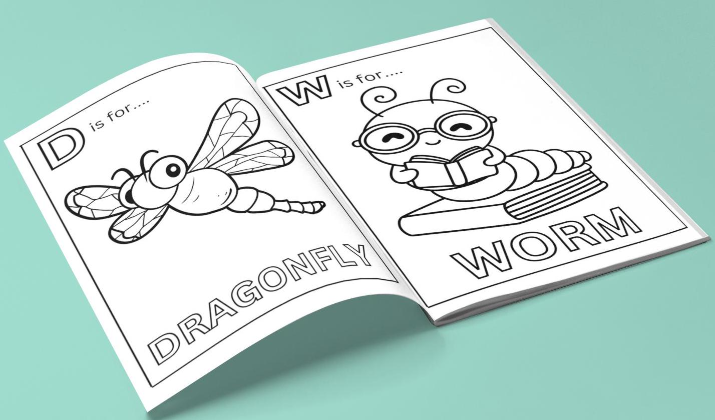 Insects Coloring Pages A-Z: Kids Alphabet Activity (PDF Download)