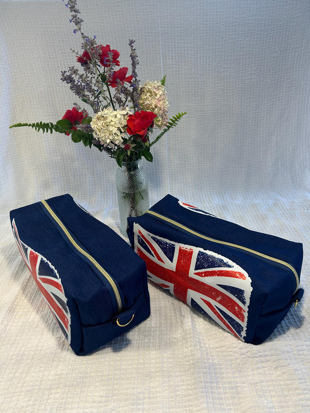 Blue Denim Boxy Toiletry Bag - Distressed Union Jack