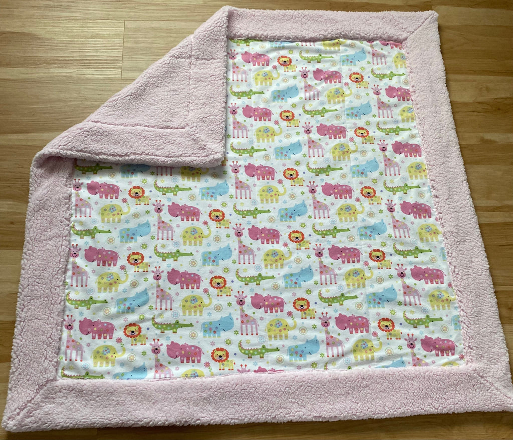 Animal Print Baby Blanket: Soft Sherpa & Flannel, Self-Binding