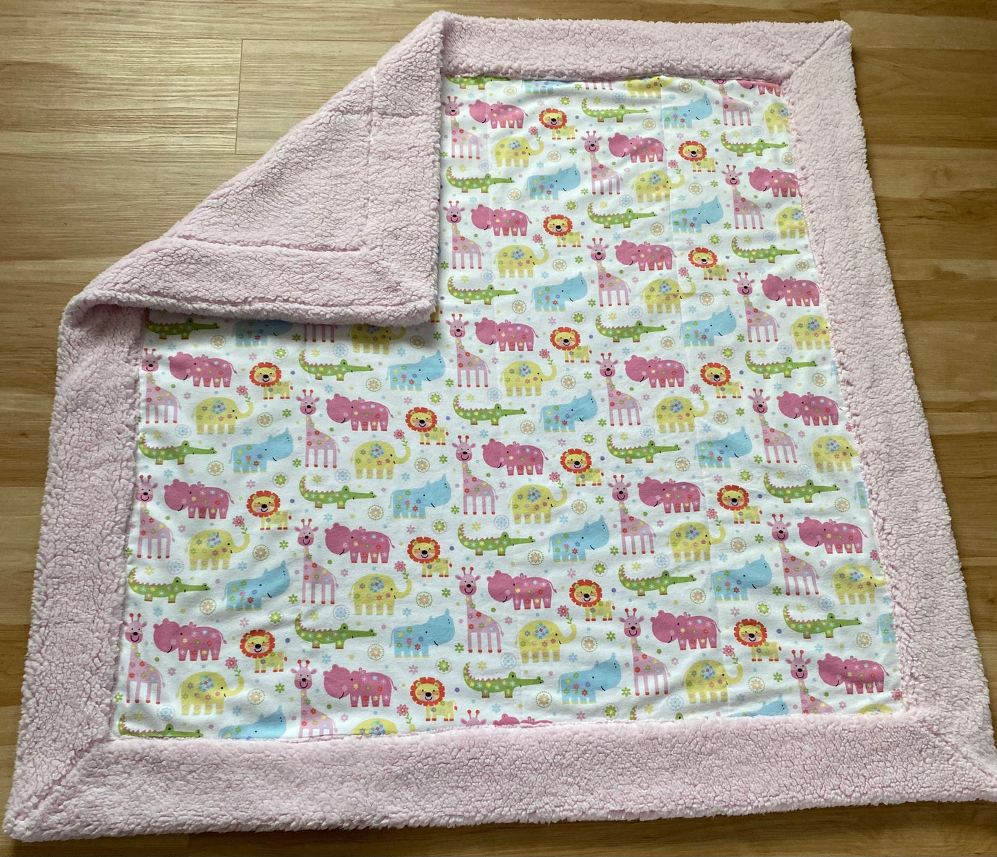 Animal Print Baby Blanket: Soft Sherpa & Flannel, Self-Binding