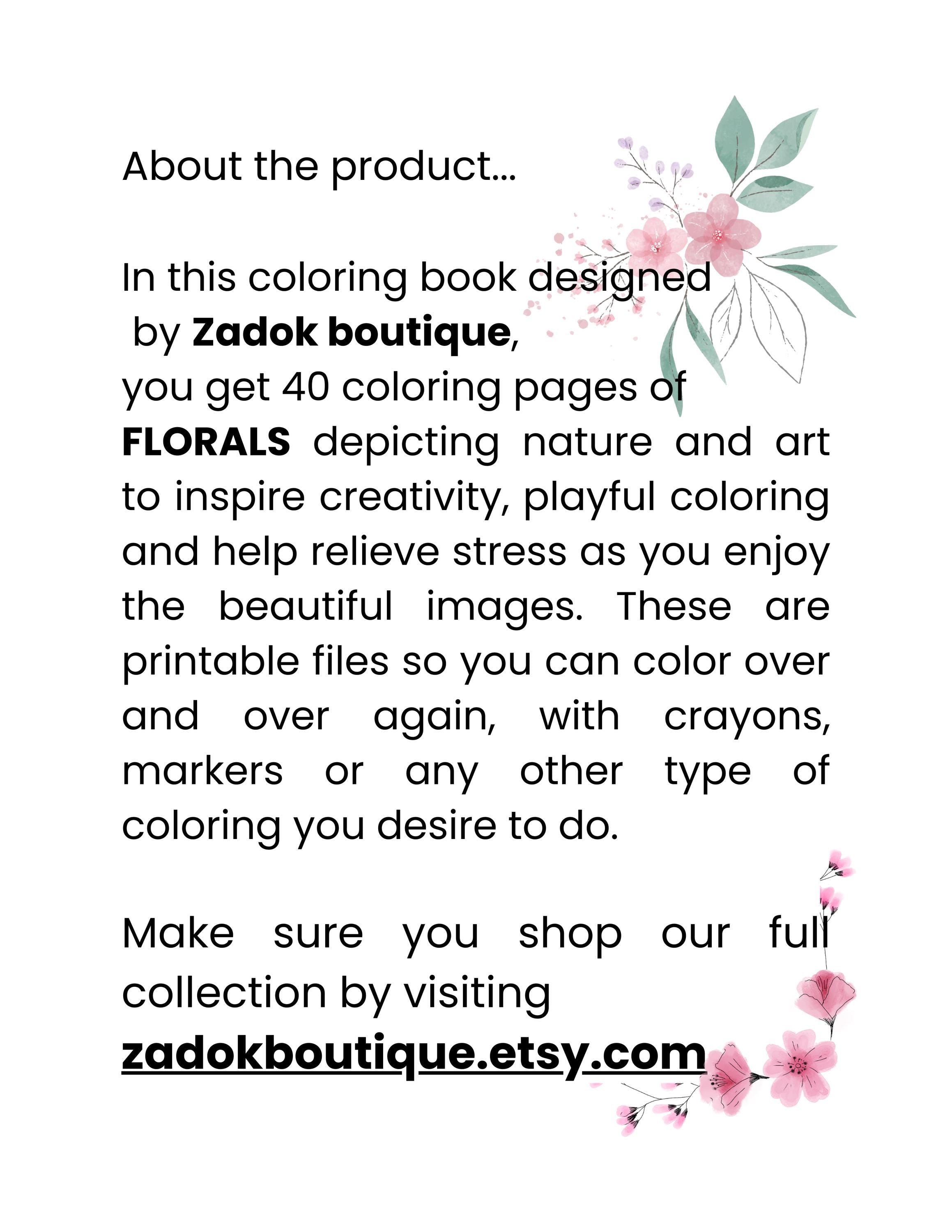 Floral Coloring Pages for Adults: Stress Relief Art Therapy (PDF Download)