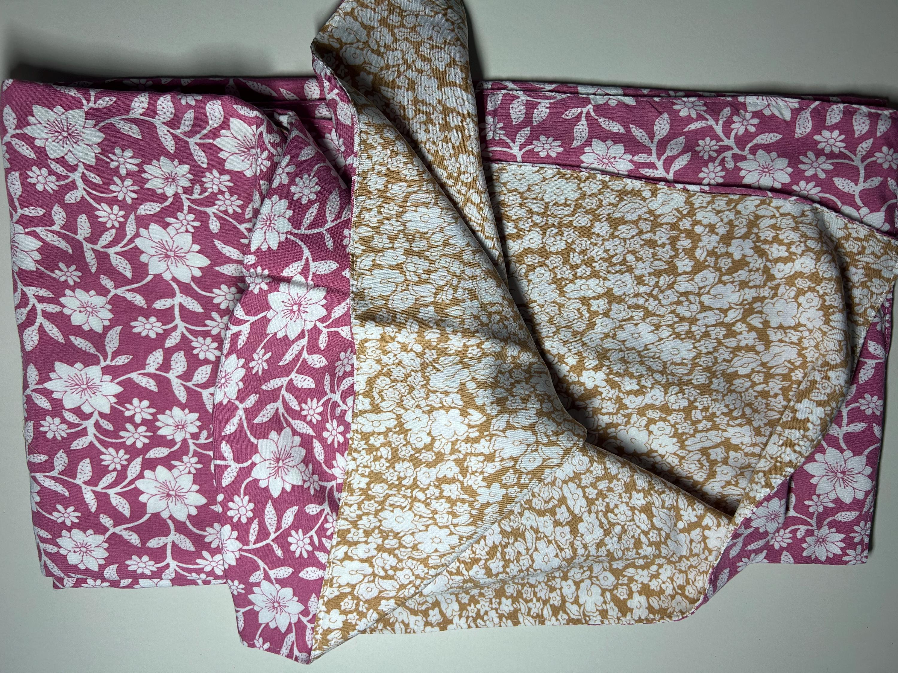 Organic Cotton Baby Blanket: Mustard Yellow & Pink Floral, Handmade in Canada