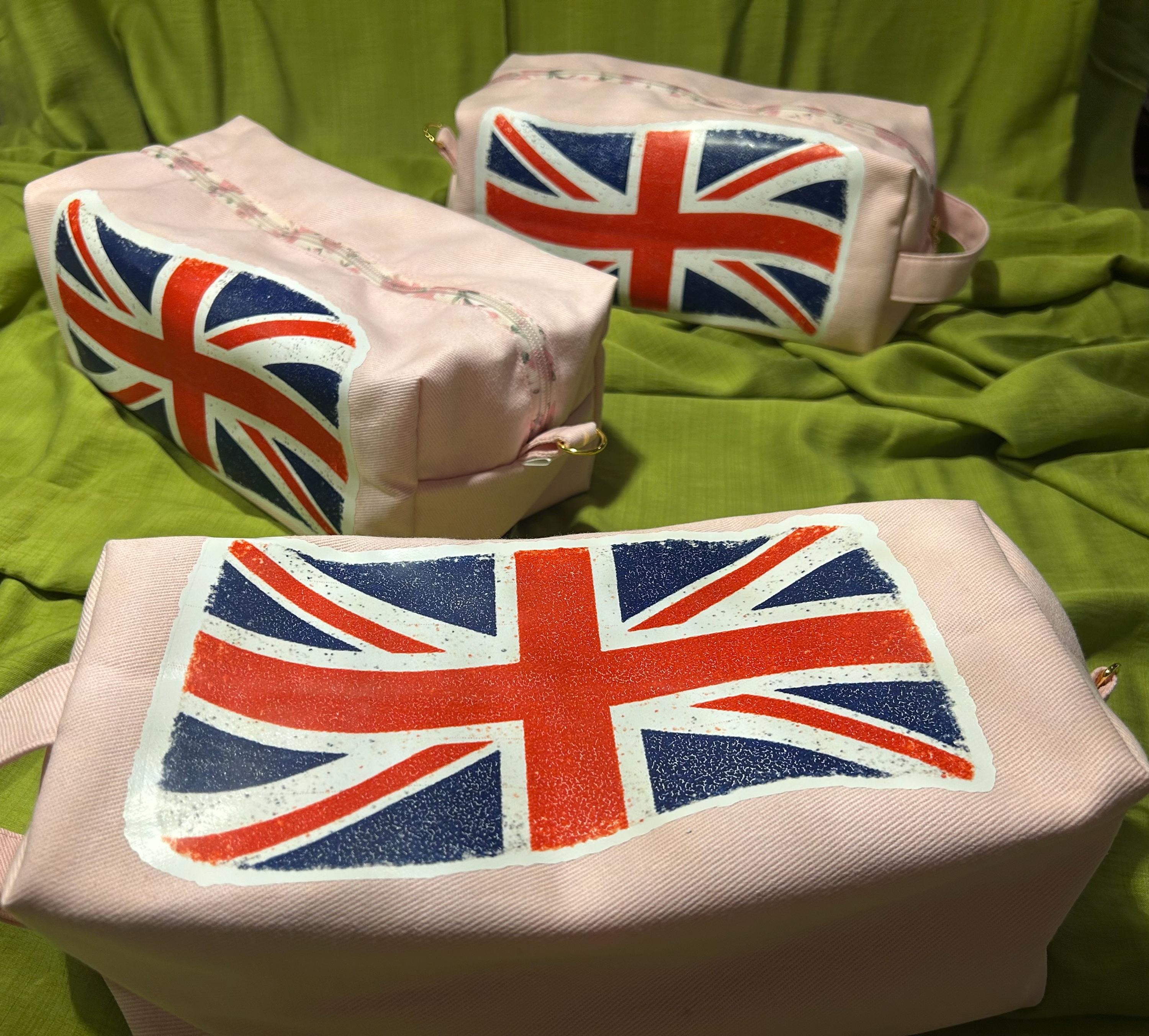 Pink Denim Boxy Toiletry Bag - Distressed Union Jack