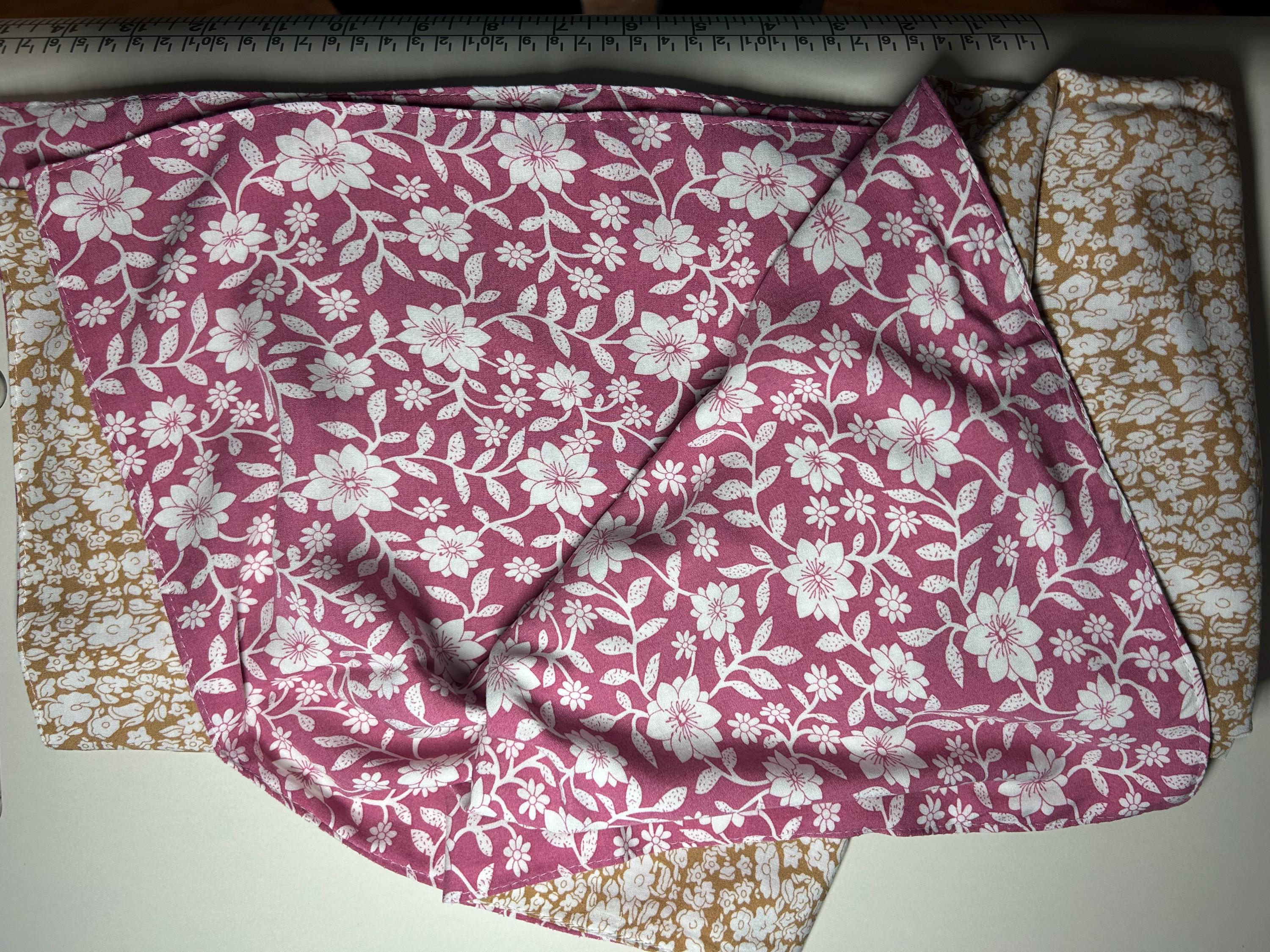 Organic Cotton Baby Blanket: Mustard Yellow & Pink Floral, Handmade in Canada