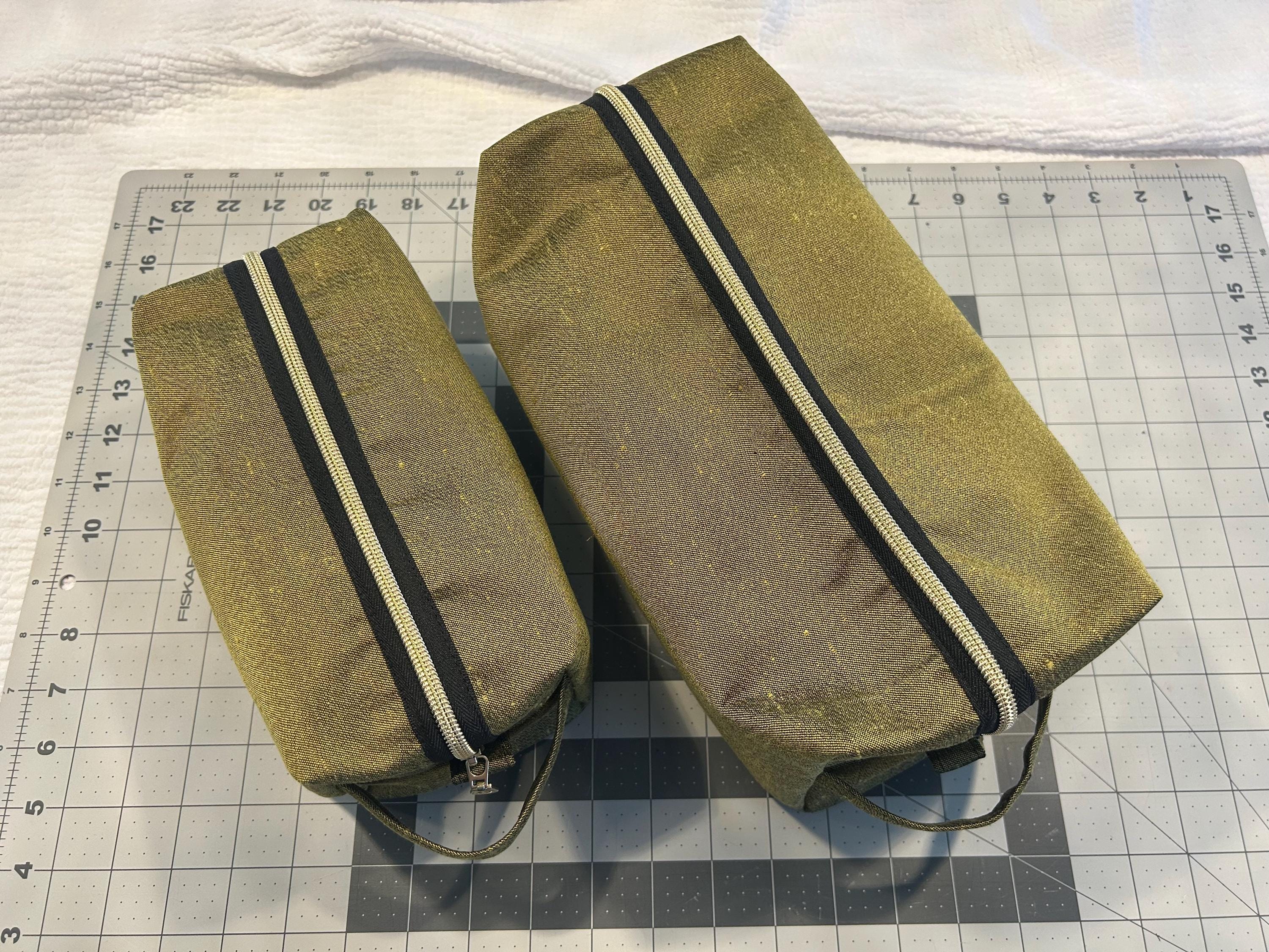Quilted Raw Silk Makeup Bags: Mint Green & Gold - Set of 3 or individual