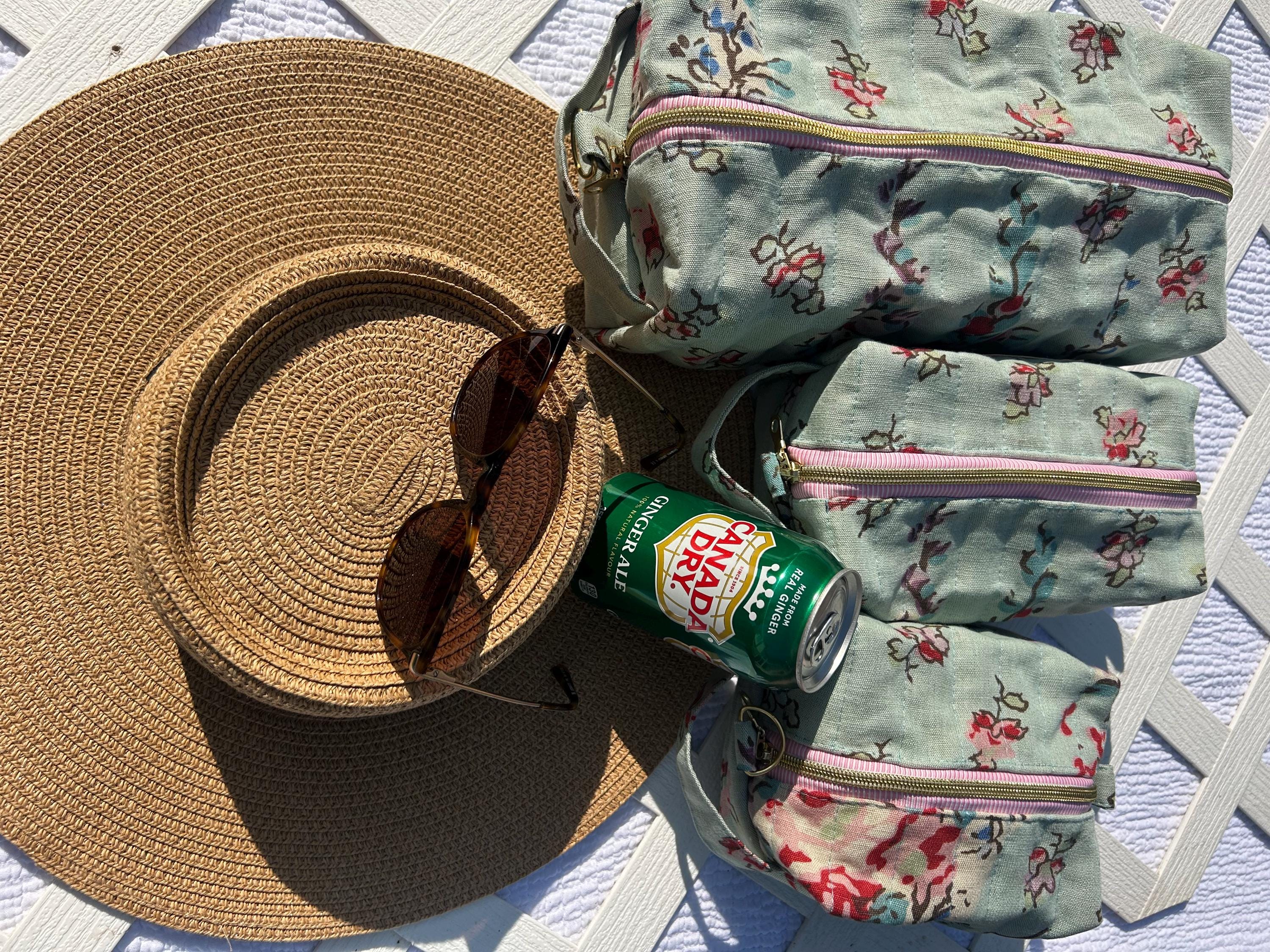 Anna French Hollyhock Quilted Makeup Bag Set: Floral Toiletry Pouches