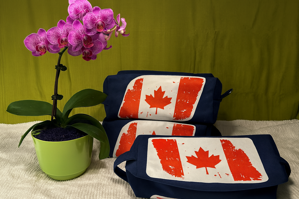 Denim Boxy Toiletry Bag - Distressed Canadian Flag