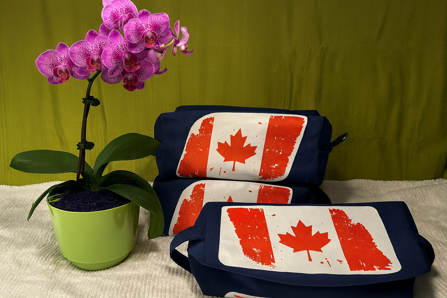 Denim Boxy Toiletry Bag - Distressed Canadian Flag