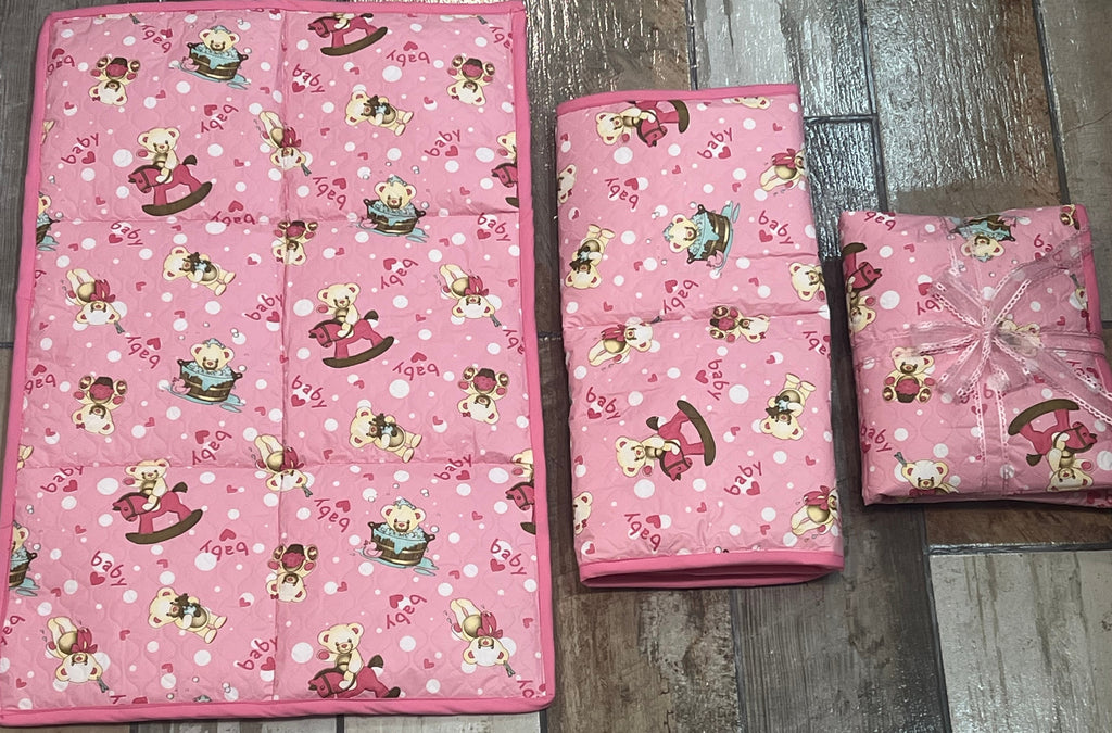 Baby Changing Mat-PINK Teddybear