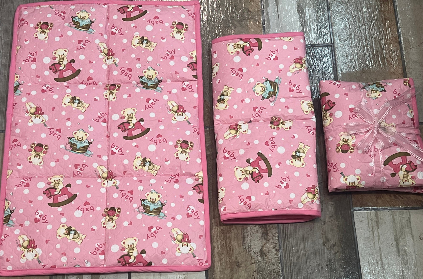 Baby Changing Mat-PINK Teddybear