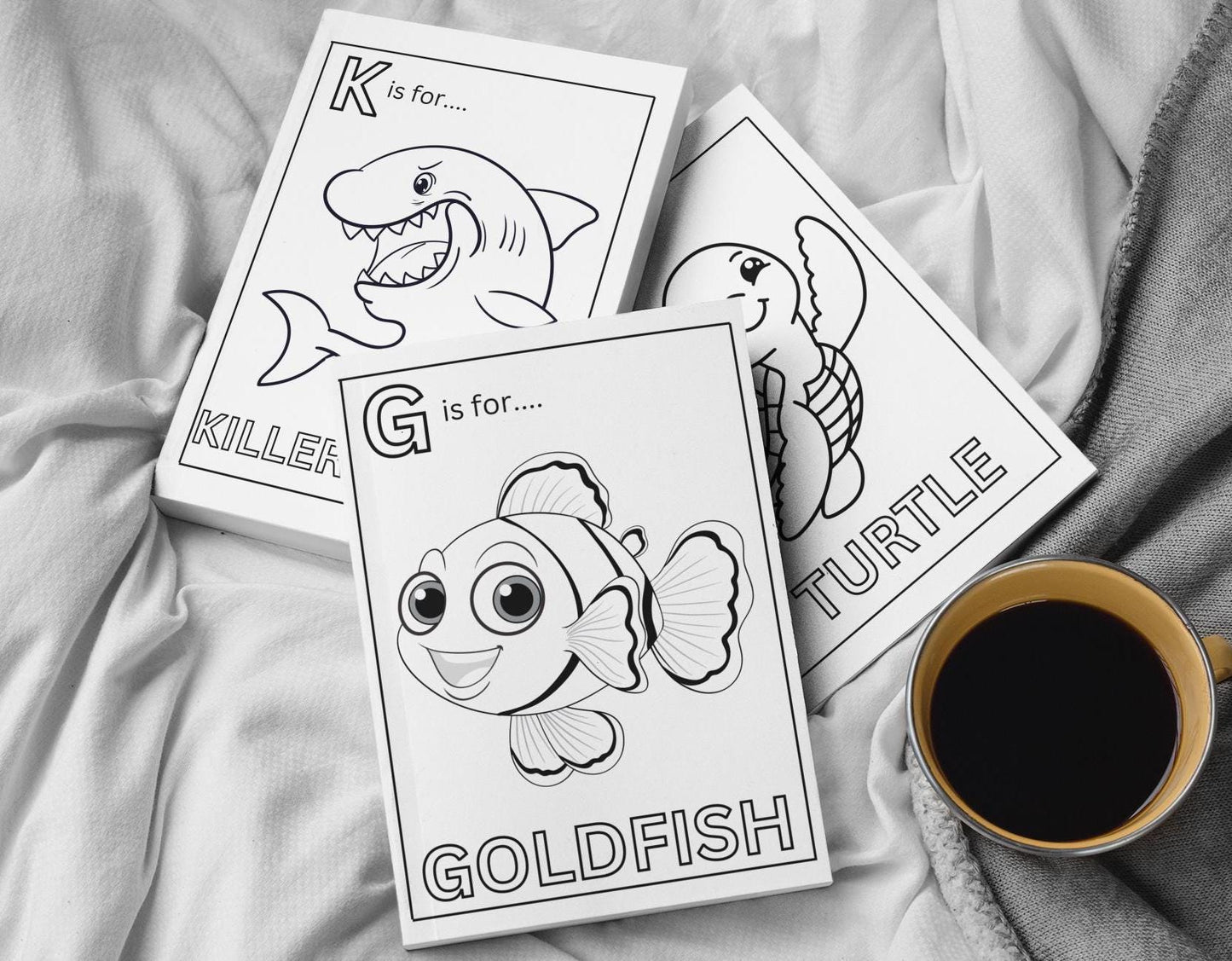 Sea World Coloring Pages A-Z: Children's Alphabet (PDF Download)