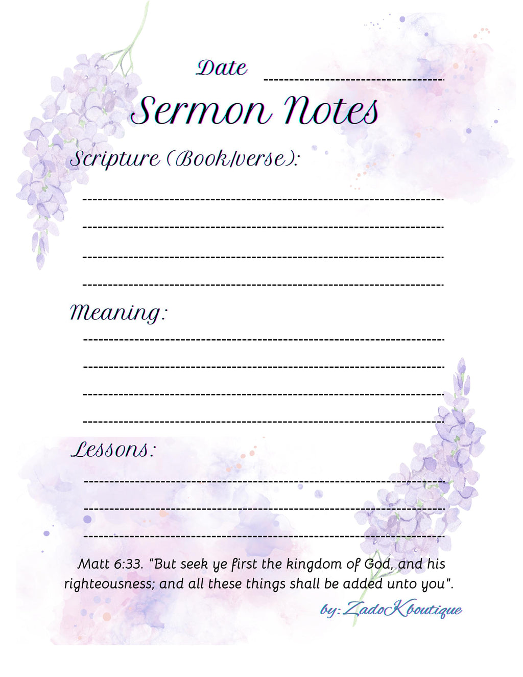 Floral Prayer Journal: Gratitude & Bible Study Notes (Digital Download)