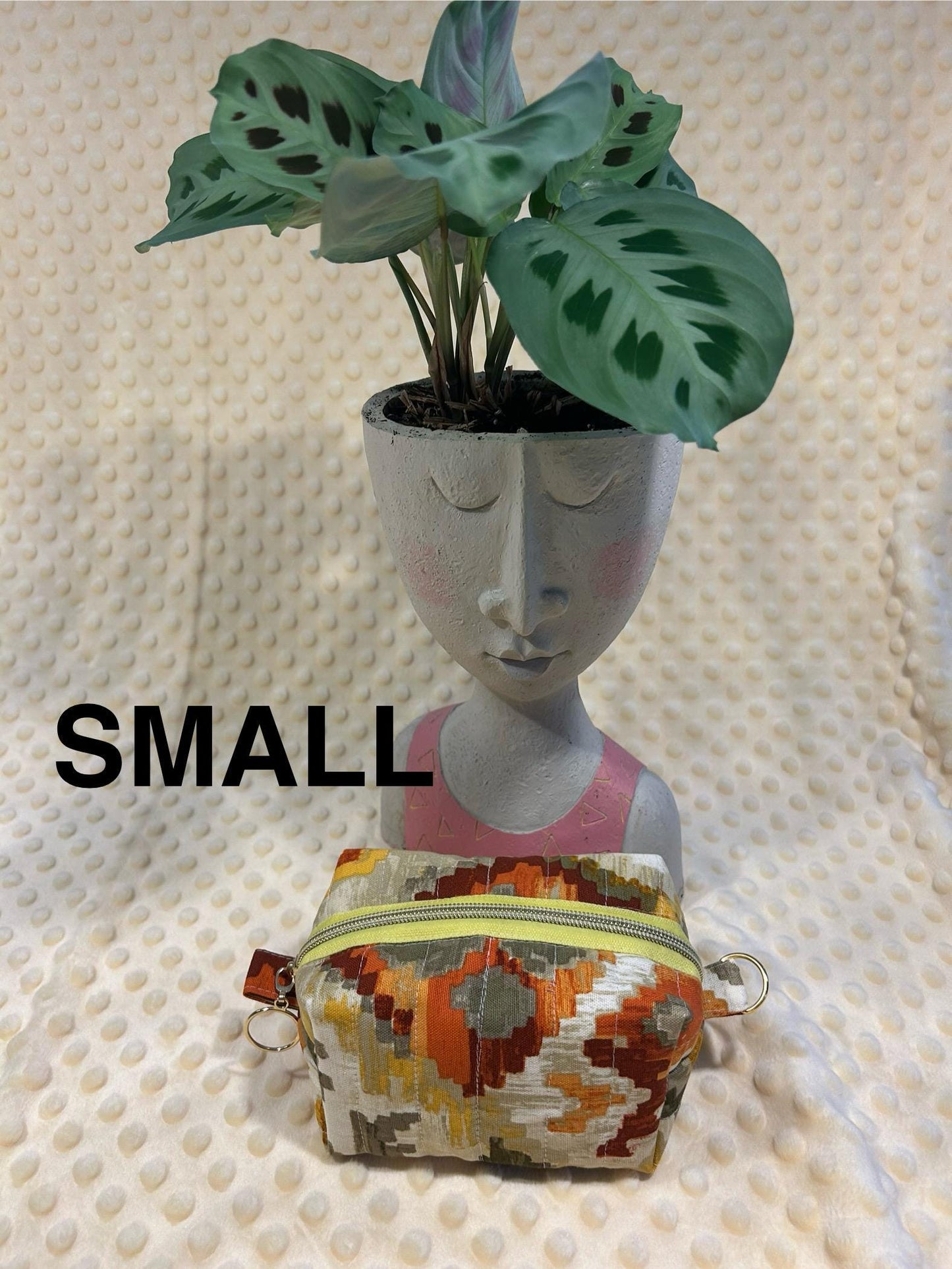 Quilted Boxy Makeup Bags: Autumn Geometric Fabric, Set of 3 or Individual