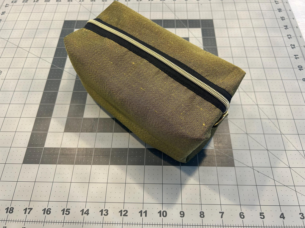 Quilted Raw Silk Makeup Bags: Mint Green & Gold - Set of 3 or individual