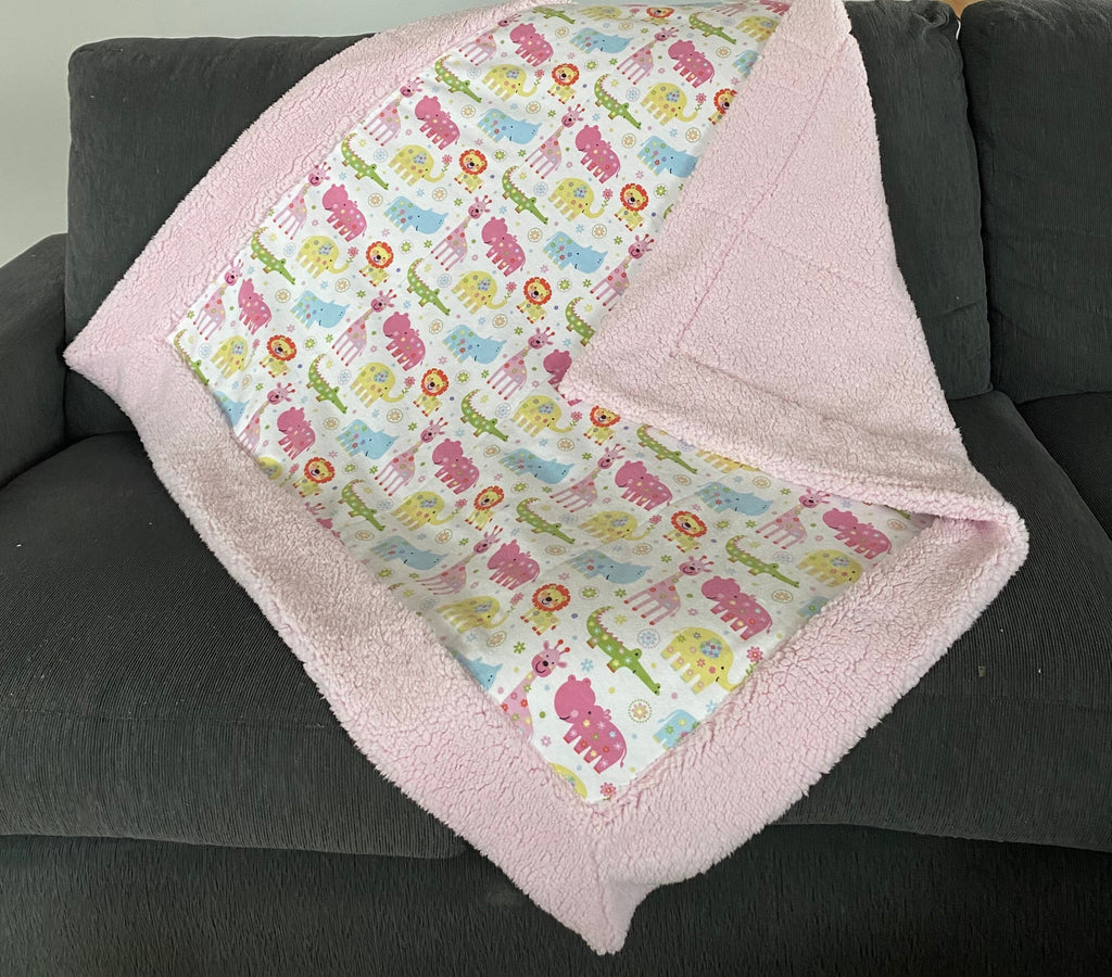 Animal Print Baby Blanket: Soft Sherpa & Flannel, Self-Binding