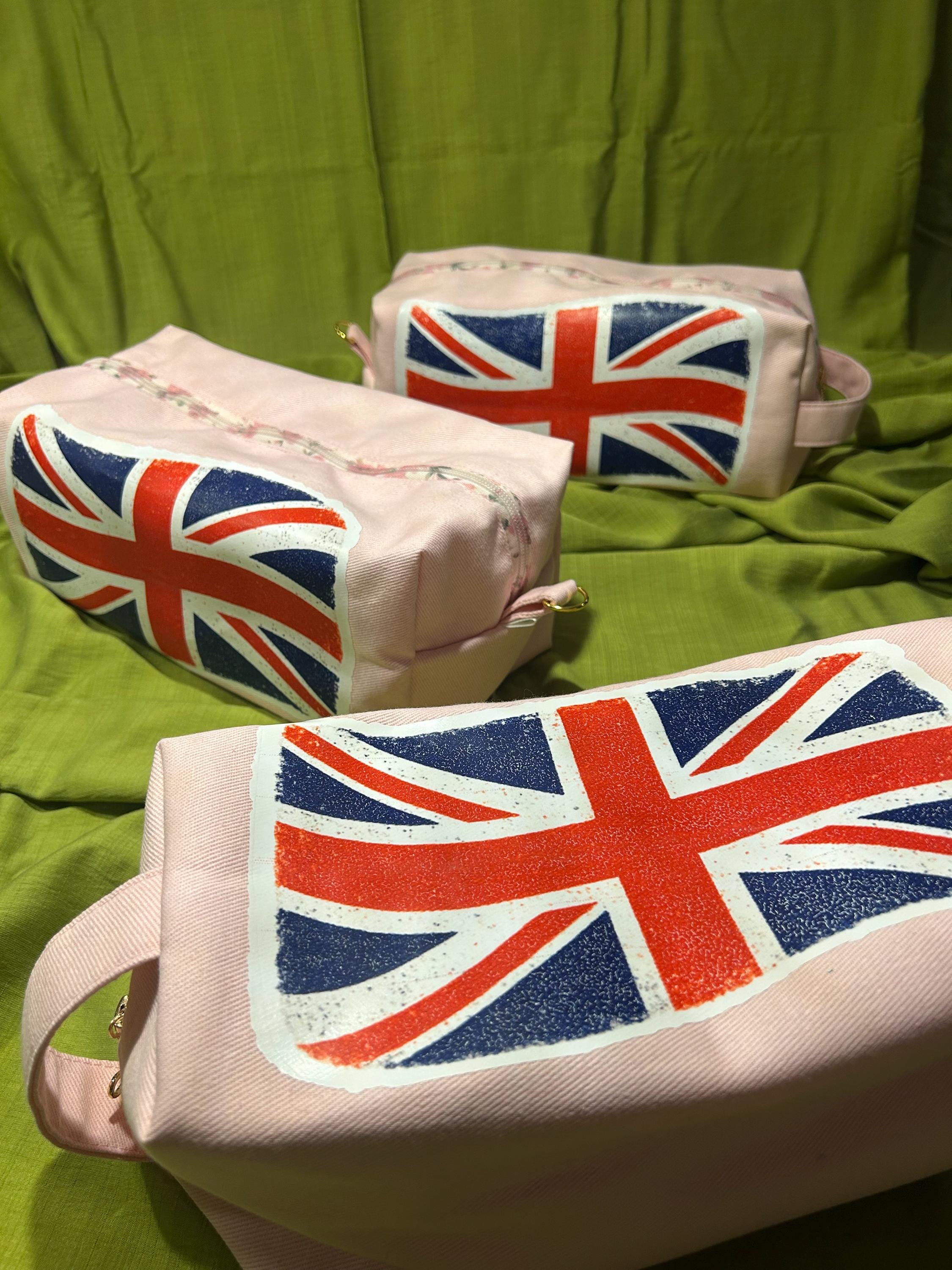 Pink Denim Boxy Toiletry Bag - Distressed Union Jack