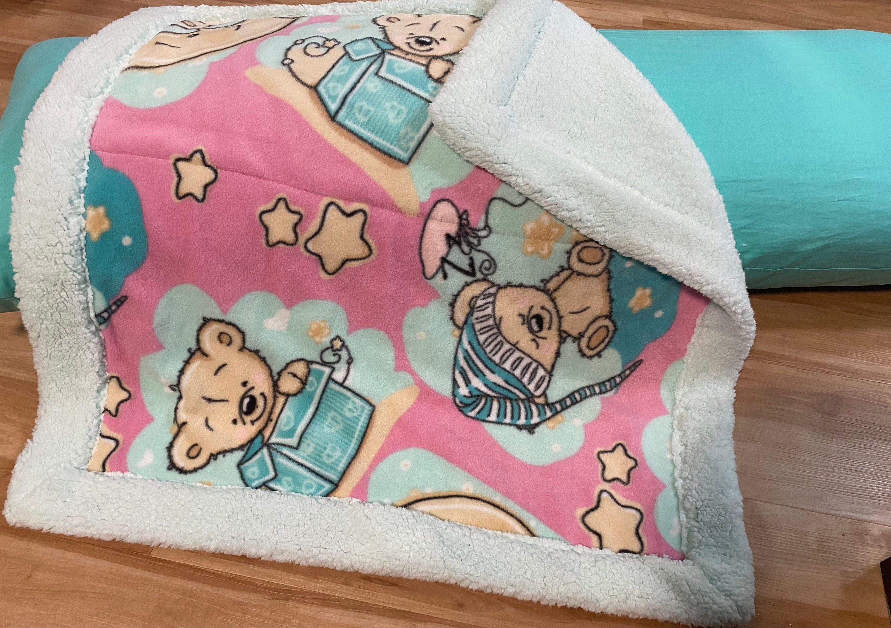 Teddy Bear Baby Blanket: Soft Sherpa & Flannel, Handmade