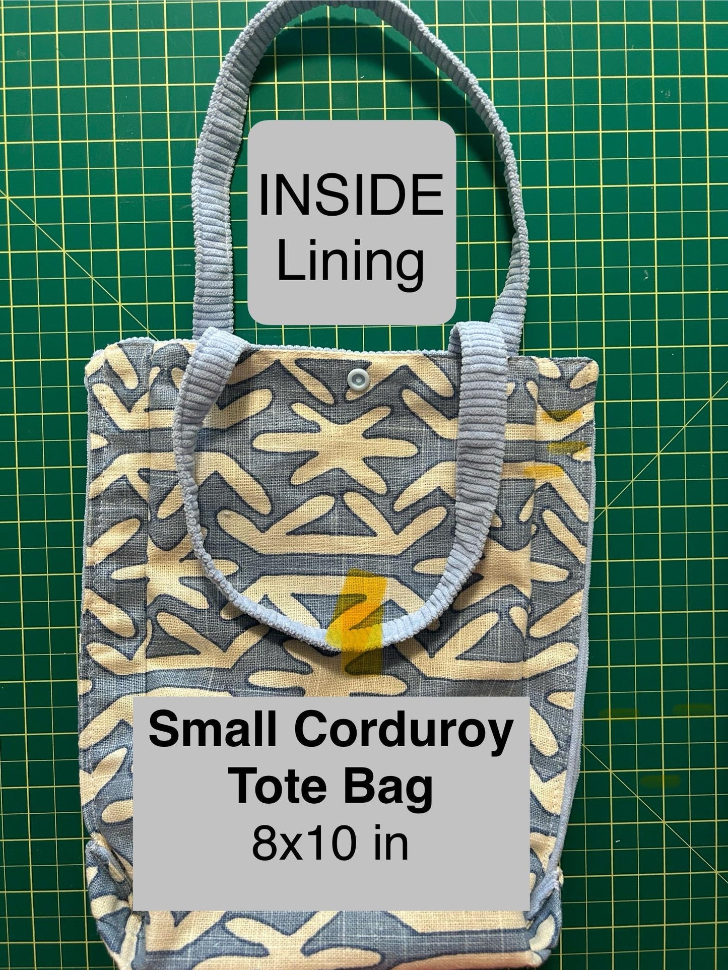 Corduroy Tote Bag: Small Everyday Shoulder Bag - Handmade in Canada
