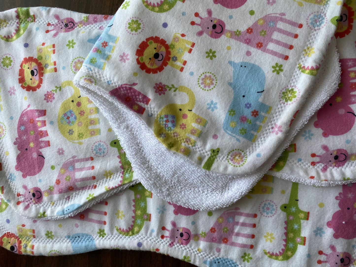 Contoured Baby Burp Cloths: Soft Cotton Flannel, Absorbent Terry Towel