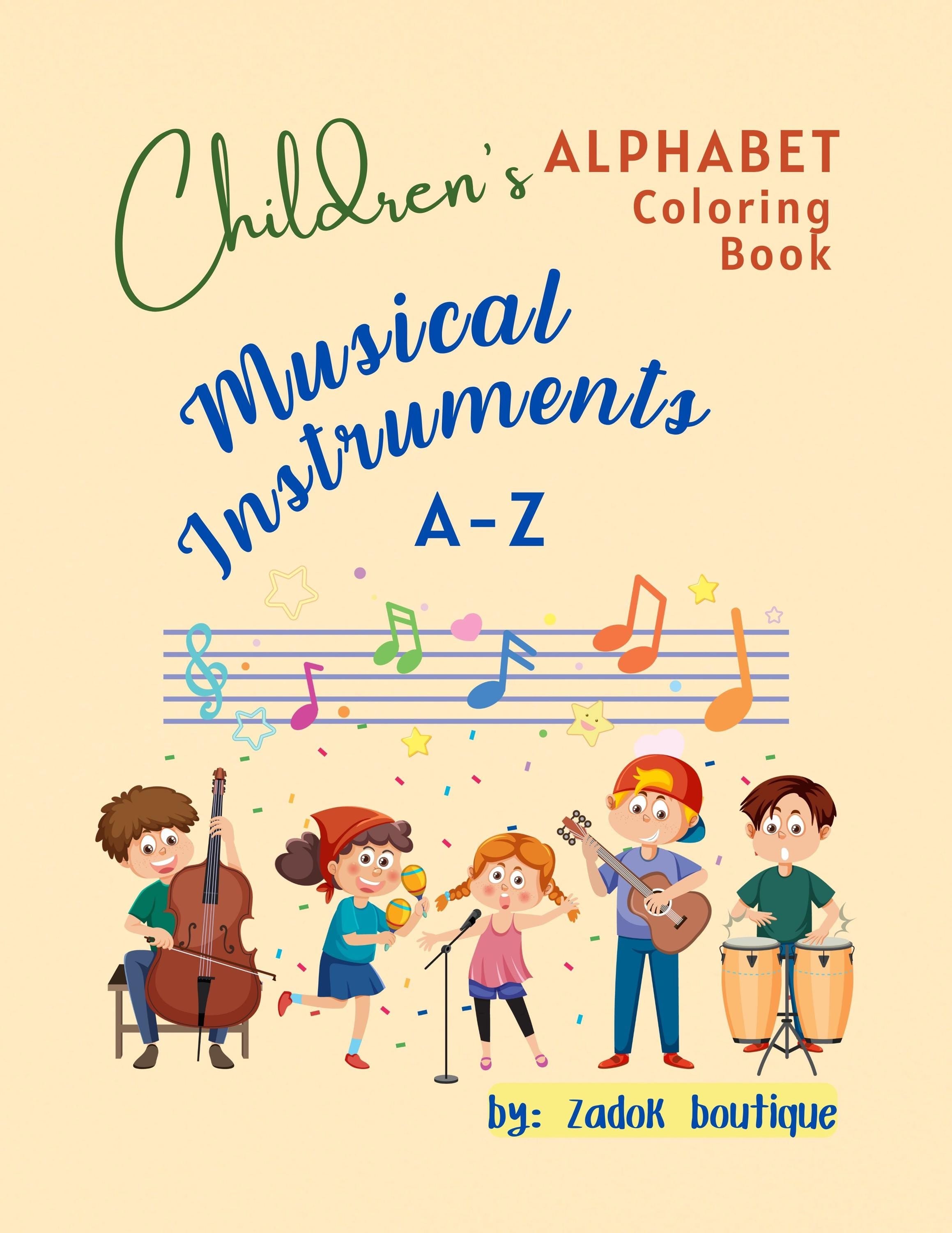 Musical Instruments Coloring Pages A-Z: Children's Education (PDF)