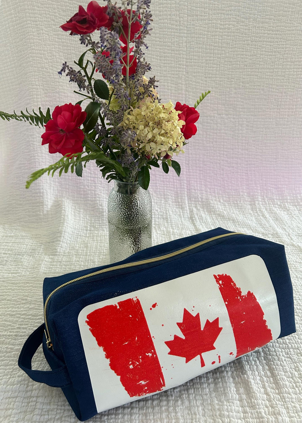 Denim Boxy Toiletry Bag - Distressed Canadian Flag