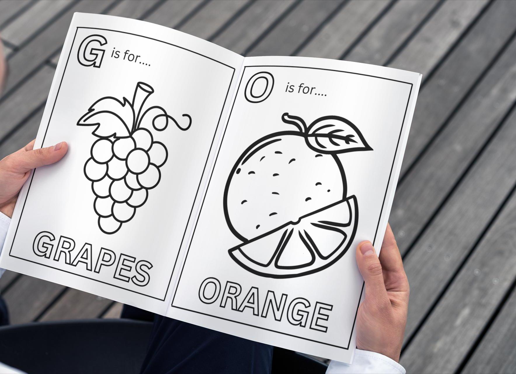Fruit A-Z Coloring Pages for Kids: Homeschool & Preschool (PDF Download)