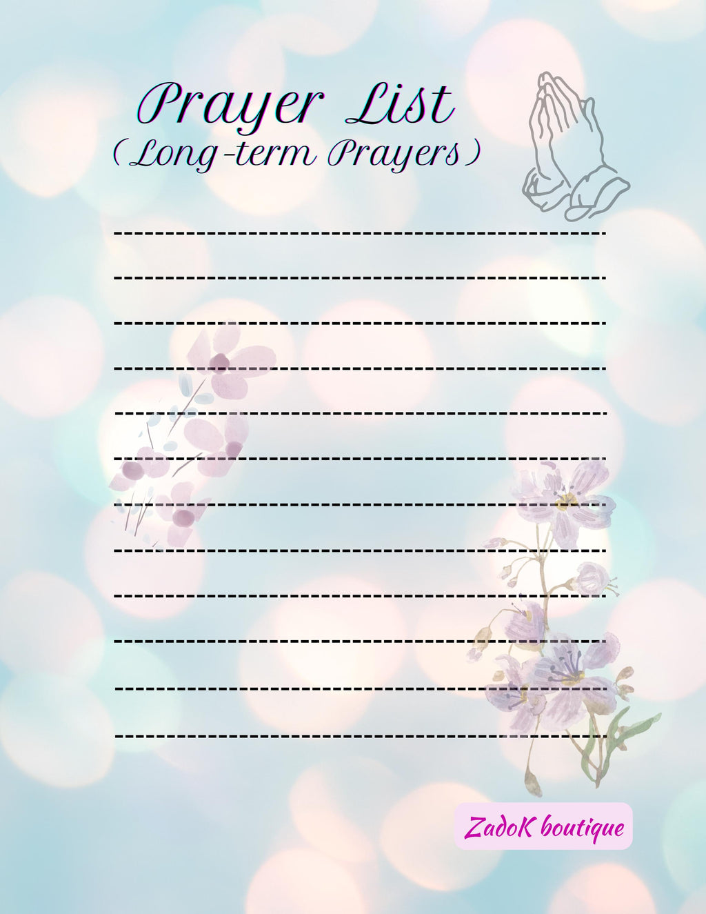 Praying Hands Prayer Journal: Gratitude, Reflections (Digital Download)