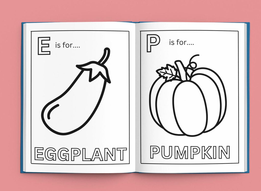 Vegetable Alphabet Coloring Pages for Kids: Homeschool Education (PDF Download)
