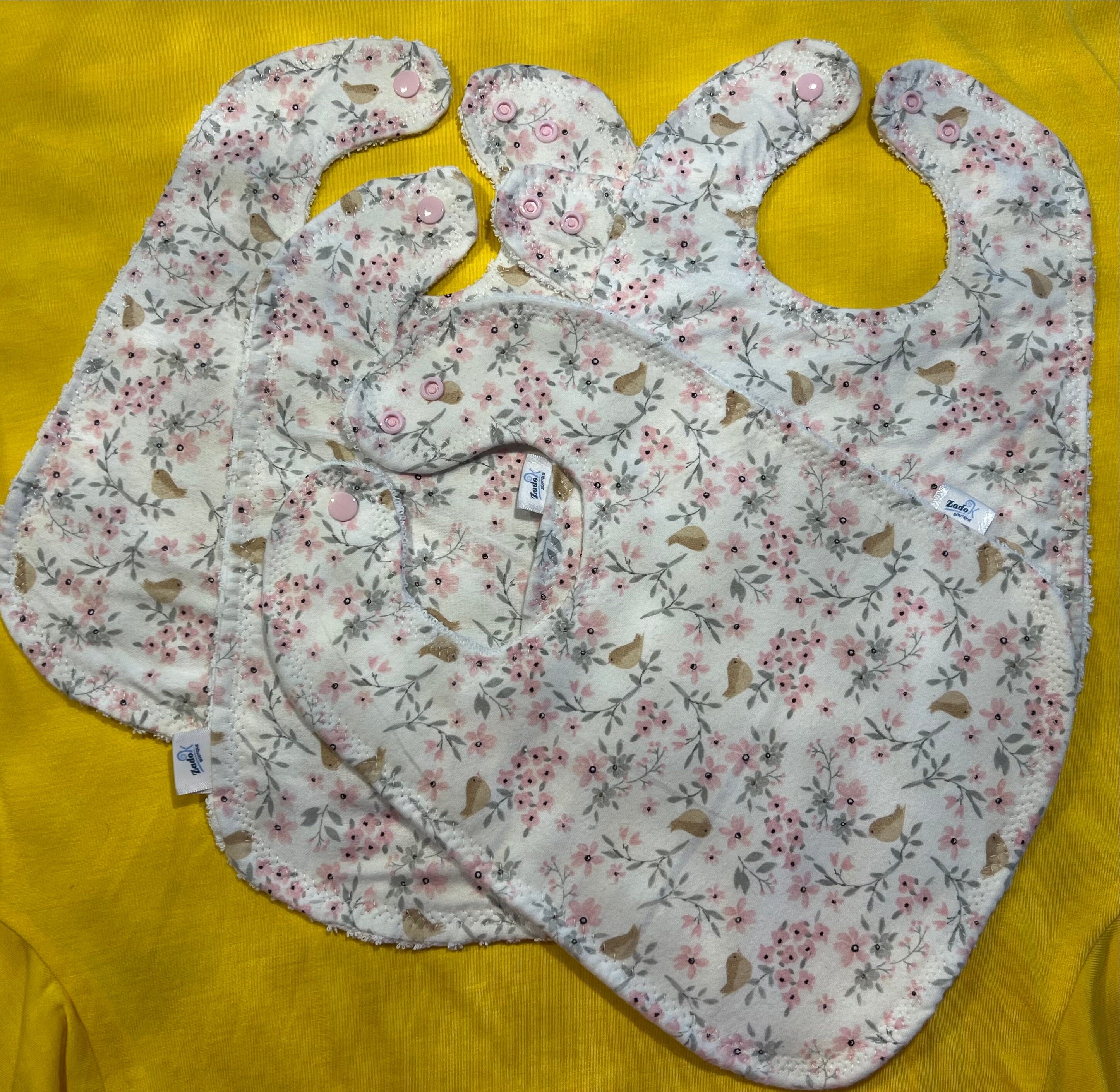 Baby Bib (0-3 Years) - Cotton Flannel (12.5x8.5 inch) - Handmade in Canada