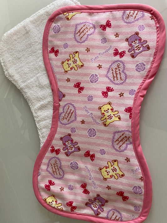 Contoured Baby Burp Cloth: Soft Cotton Flannel & Terry Towel with bias