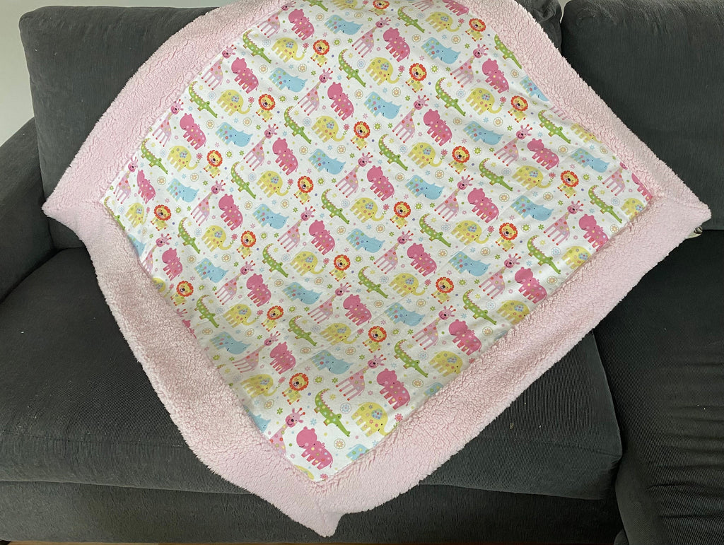 Animal Print Baby Blanket: Soft Sherpa & Flannel, Self-Binding