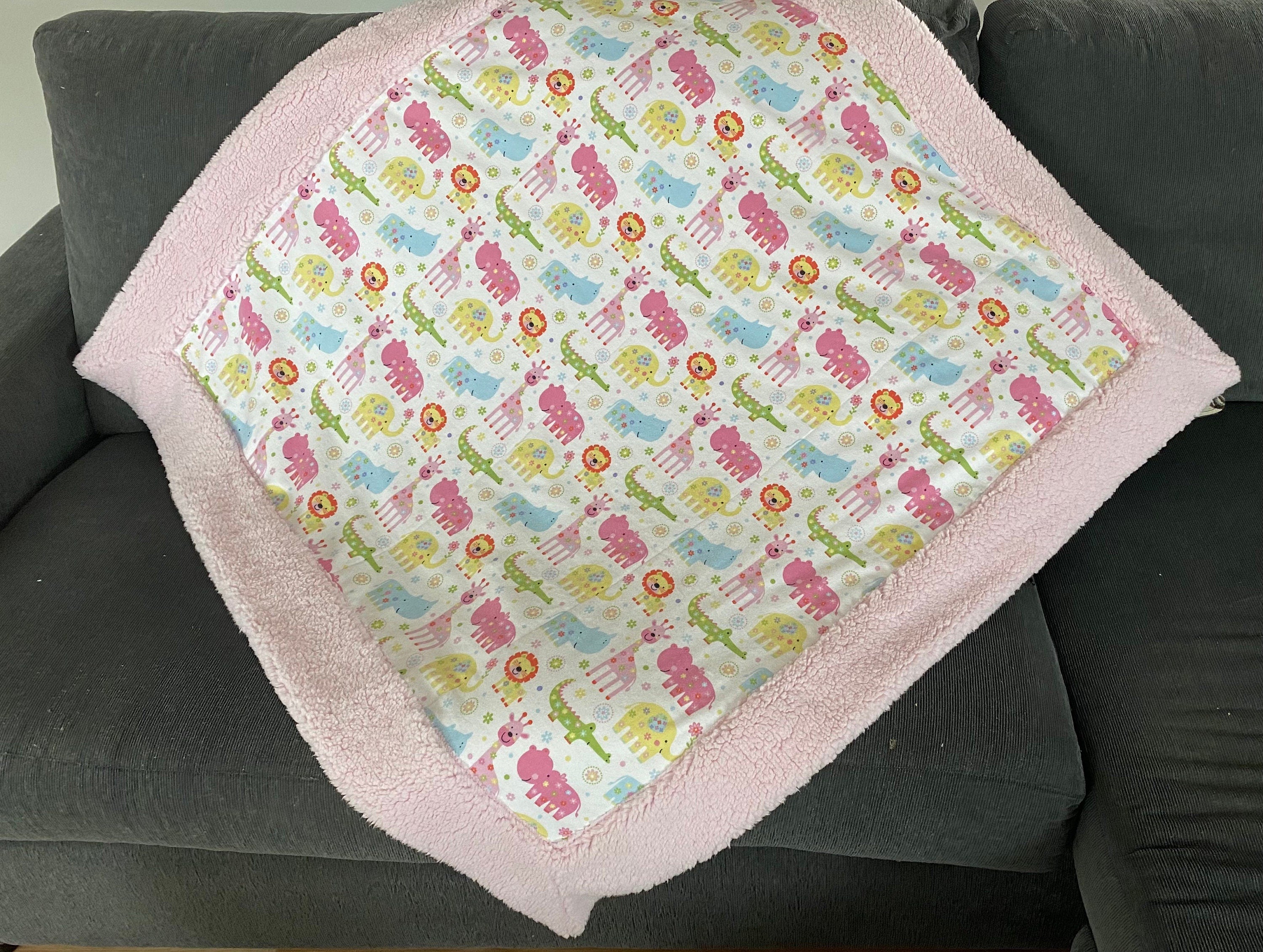 Animal Print Baby Blanket: Soft Sherpa & Flannel, Self-Binding