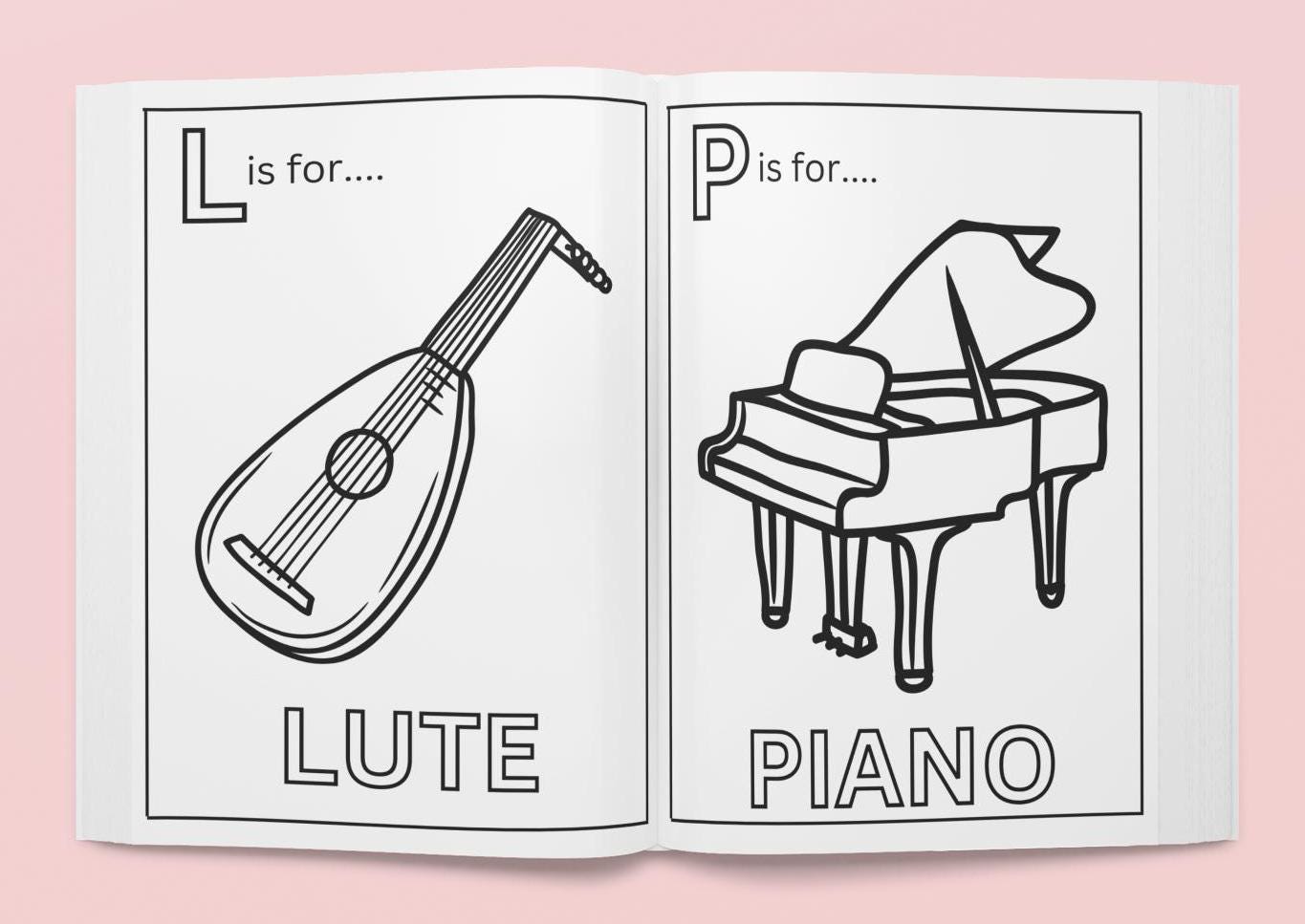 Musical Instruments Coloring Pages A-Z: Children's Education (PDF)