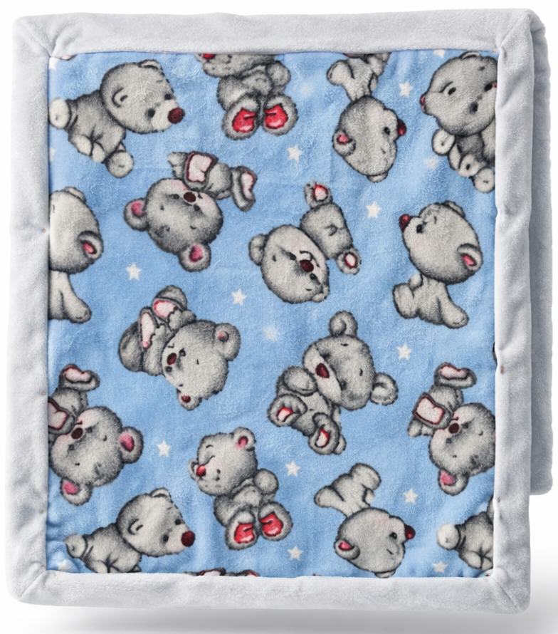 Blue Teddy bear Baby Blanket: Flannel