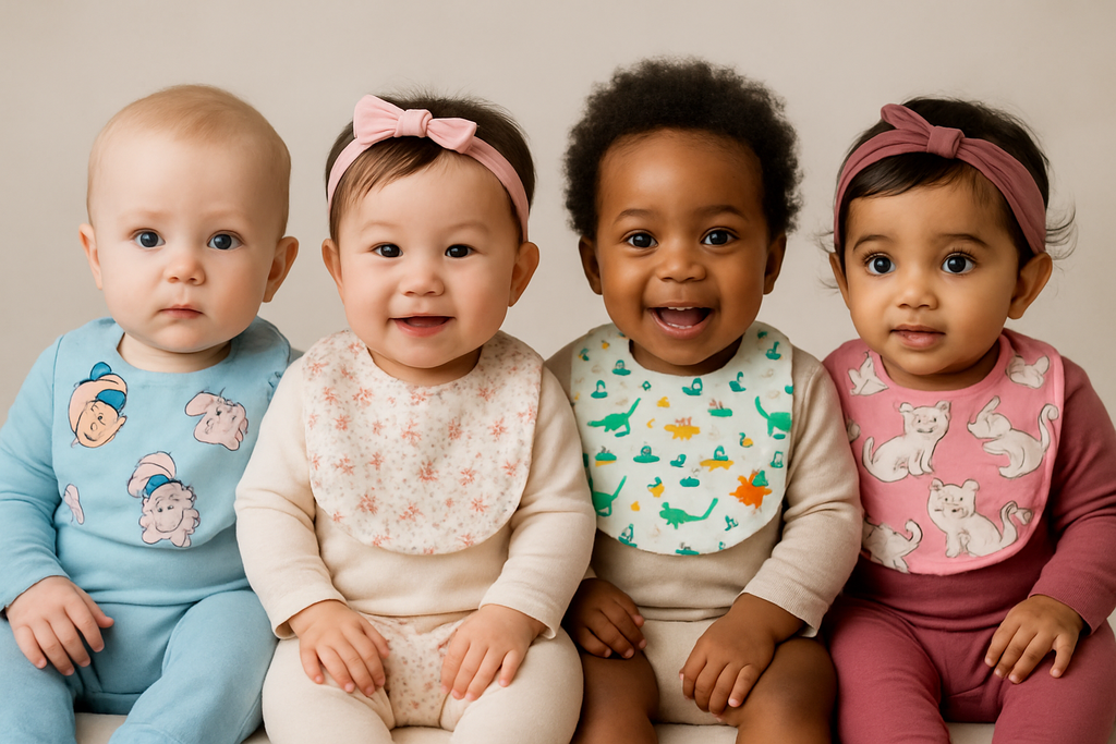 Baby Bib (0-3 Years) - Cotton Flannel (12.5x8.5 inch) - Handmade in Canada