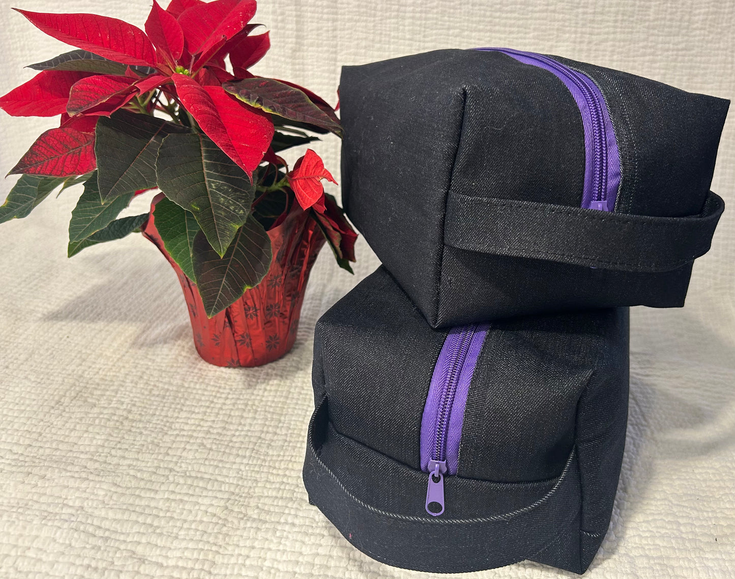 Black Denim Toiletry bag