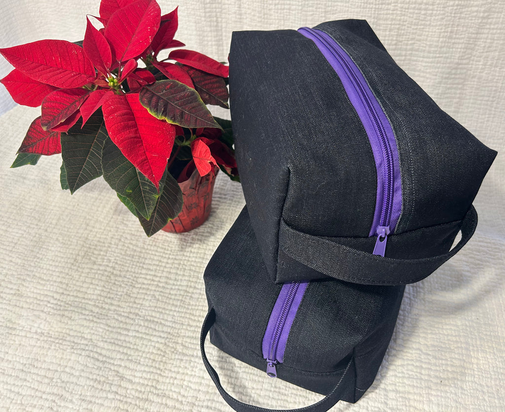 Black Denim Toiletry bag