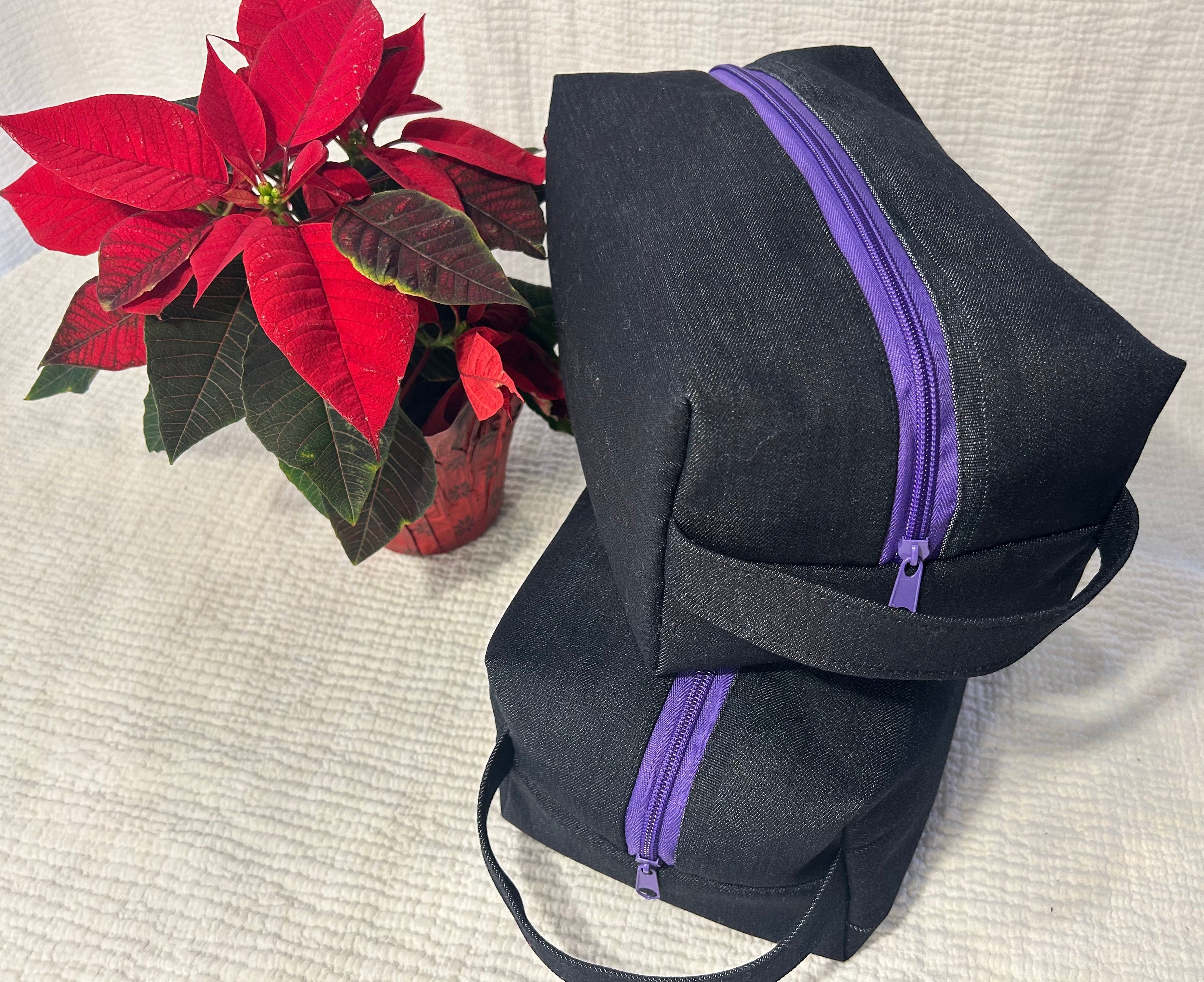 Black Denim Toiletry bag